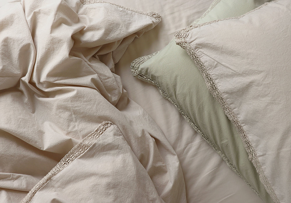 Organic Cotton Percale Lace Bedding