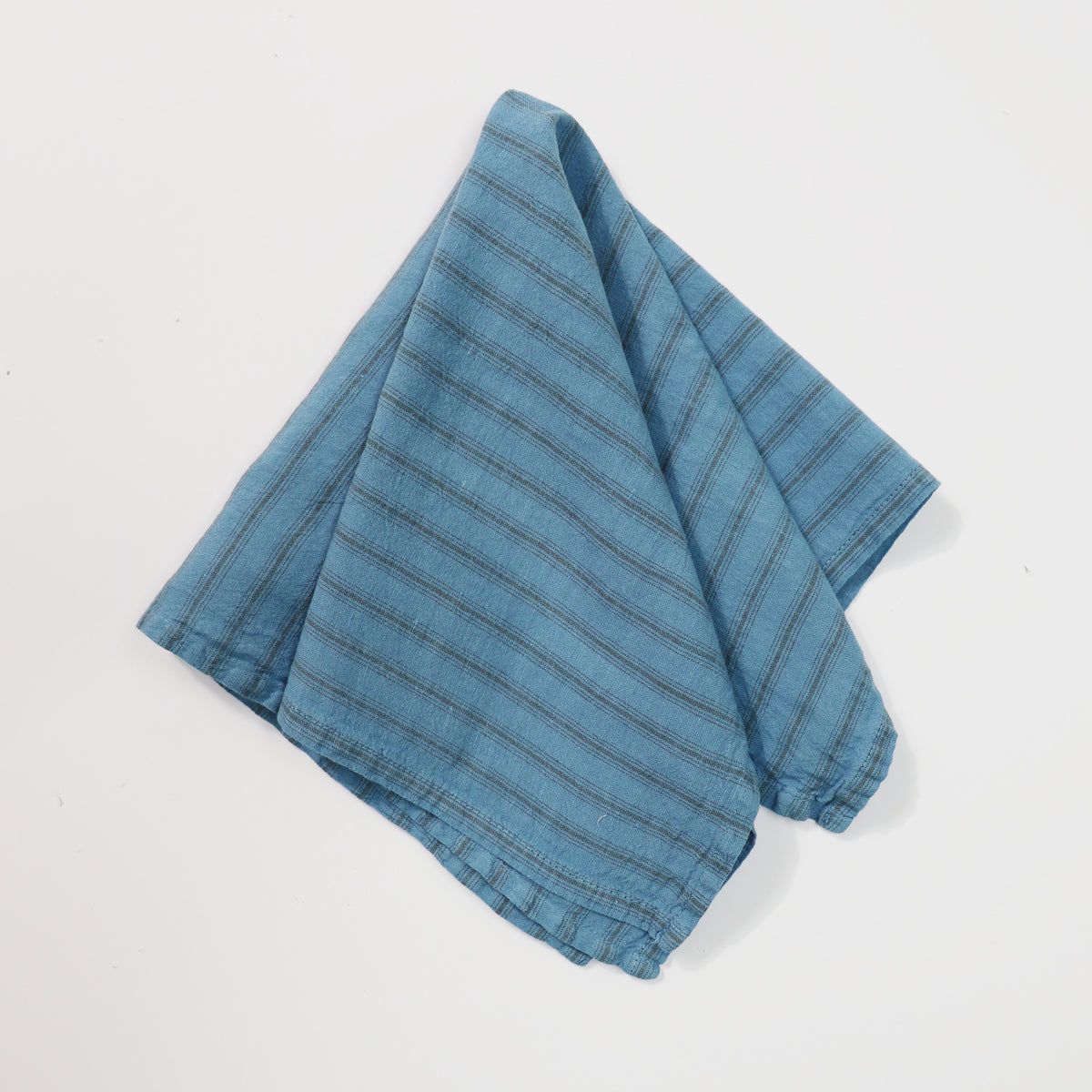 Washed Linen Cotton Ticking Stripe Napkin - Airforce Blue