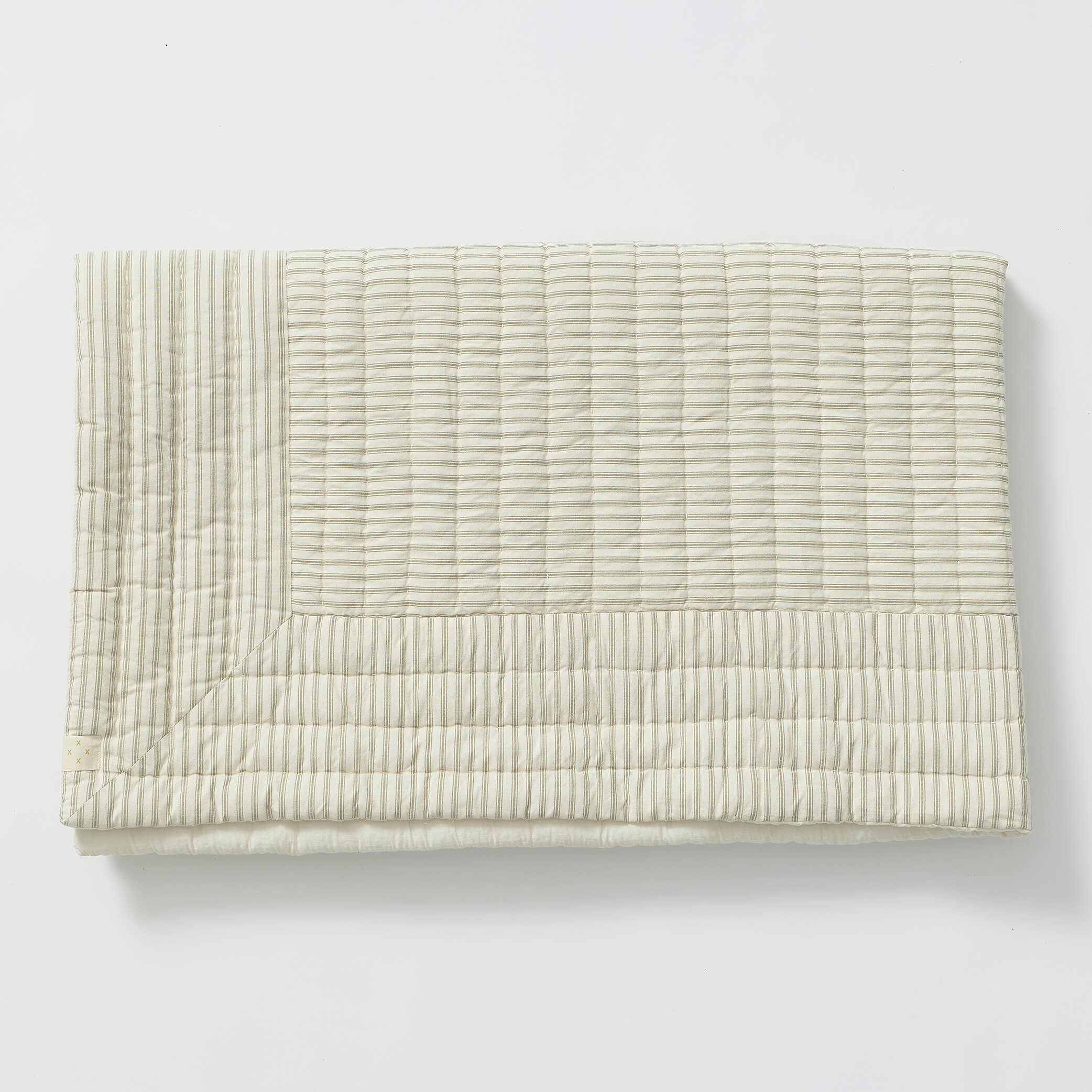 Cot Quilt - Ticking Stripe French Grey