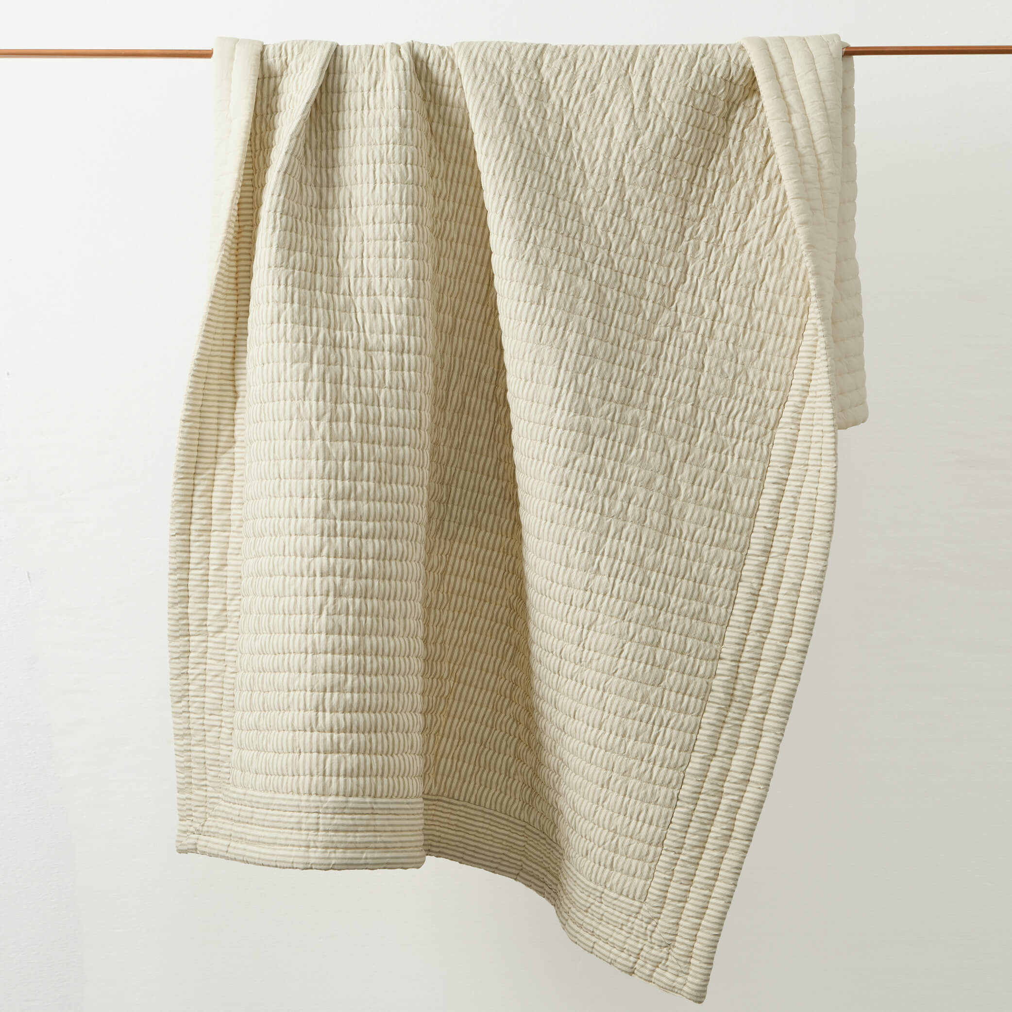 Ticking Stripe French Grey kantha Quilt