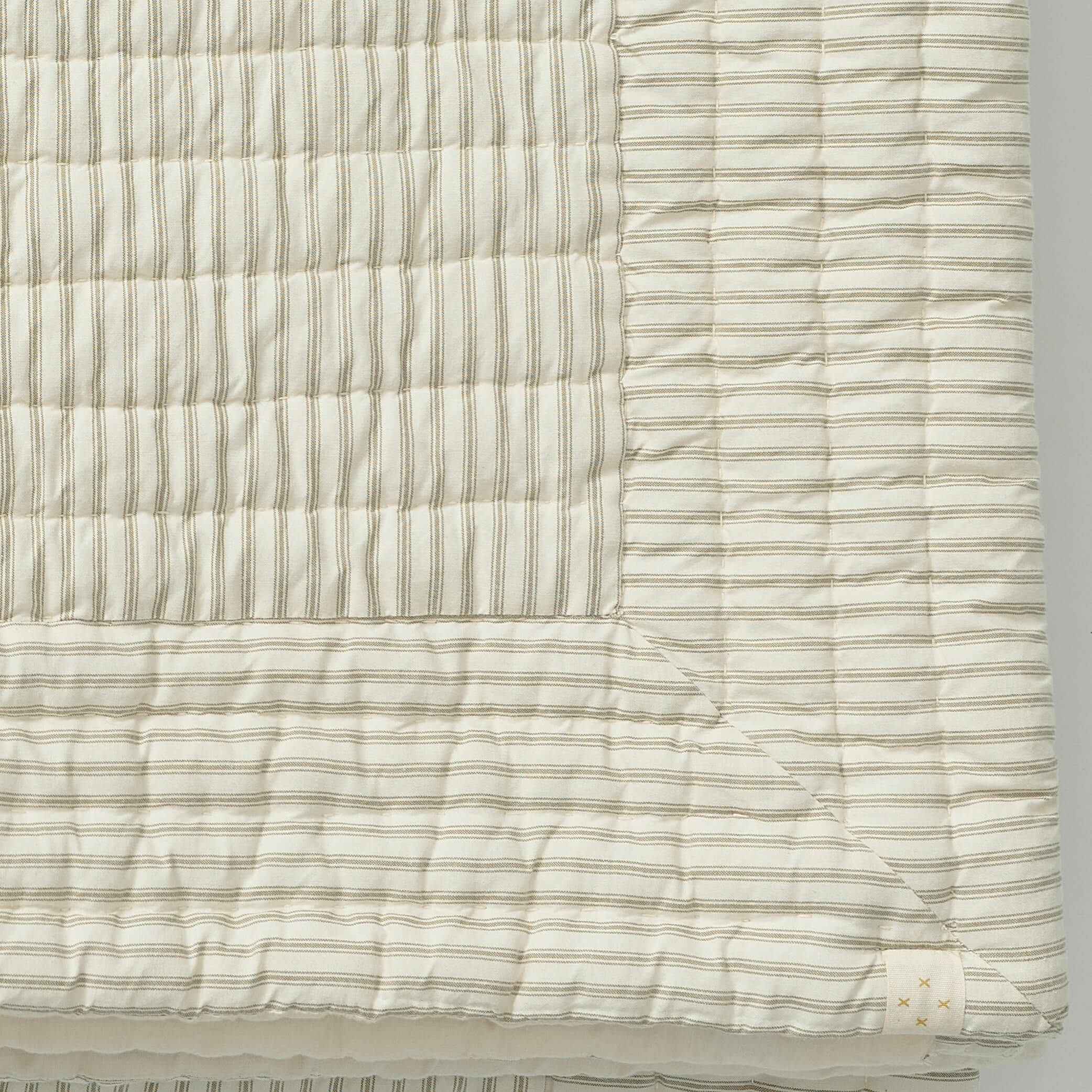 Ticking Stripe French Grey kantha Quilt
