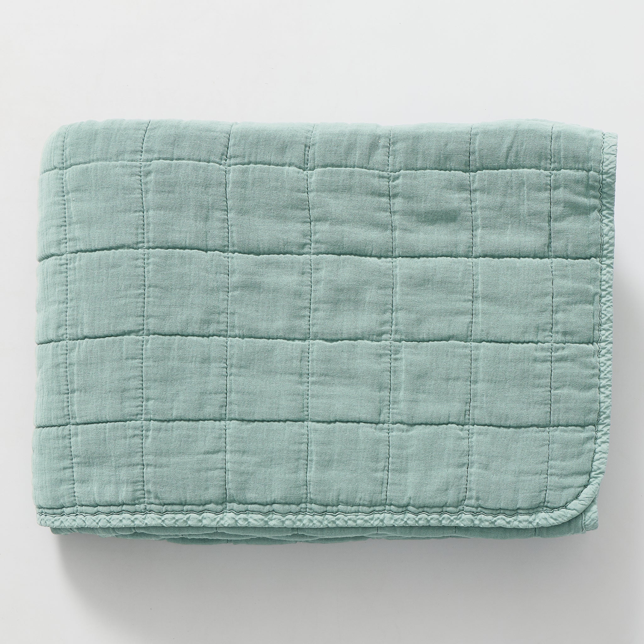 Square Quilted Gauze Blanket - Light Teal