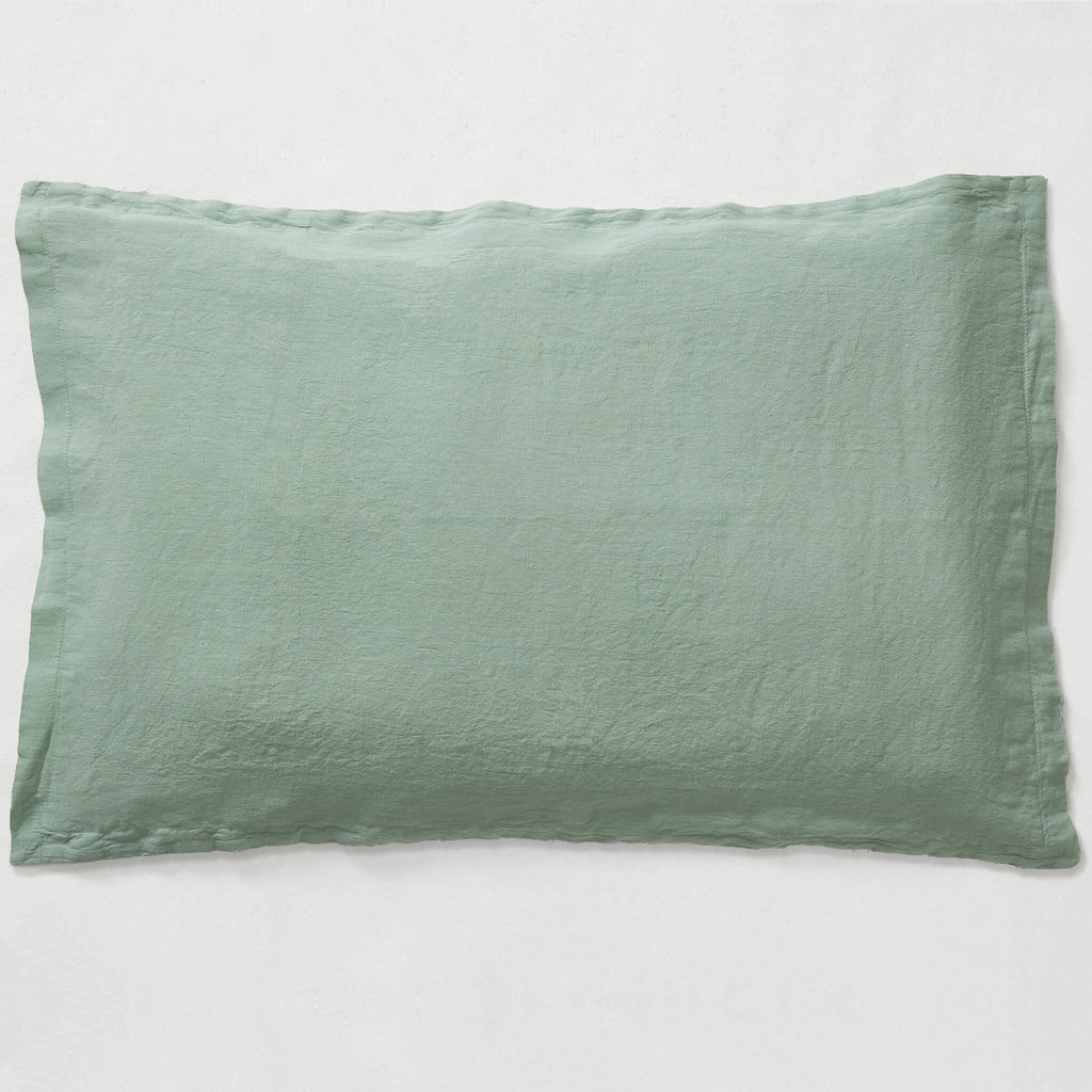 Washed Linen Cotton Oxford Pillowcase - Celedon