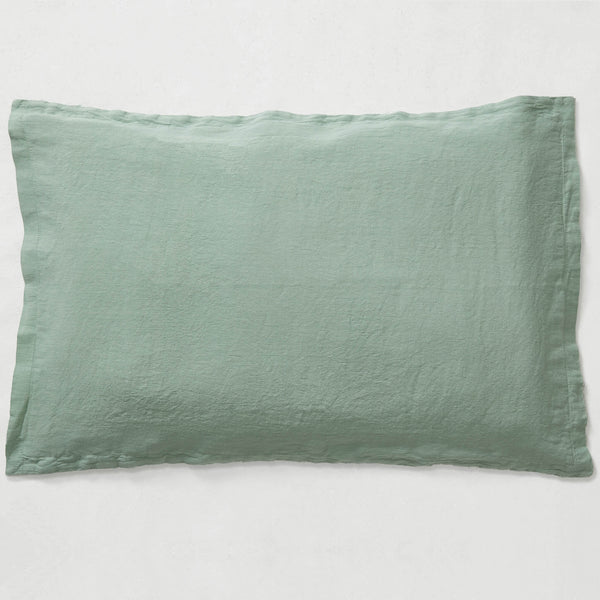 Washed Linen Cotton Oxford Pillowcase - Celedon