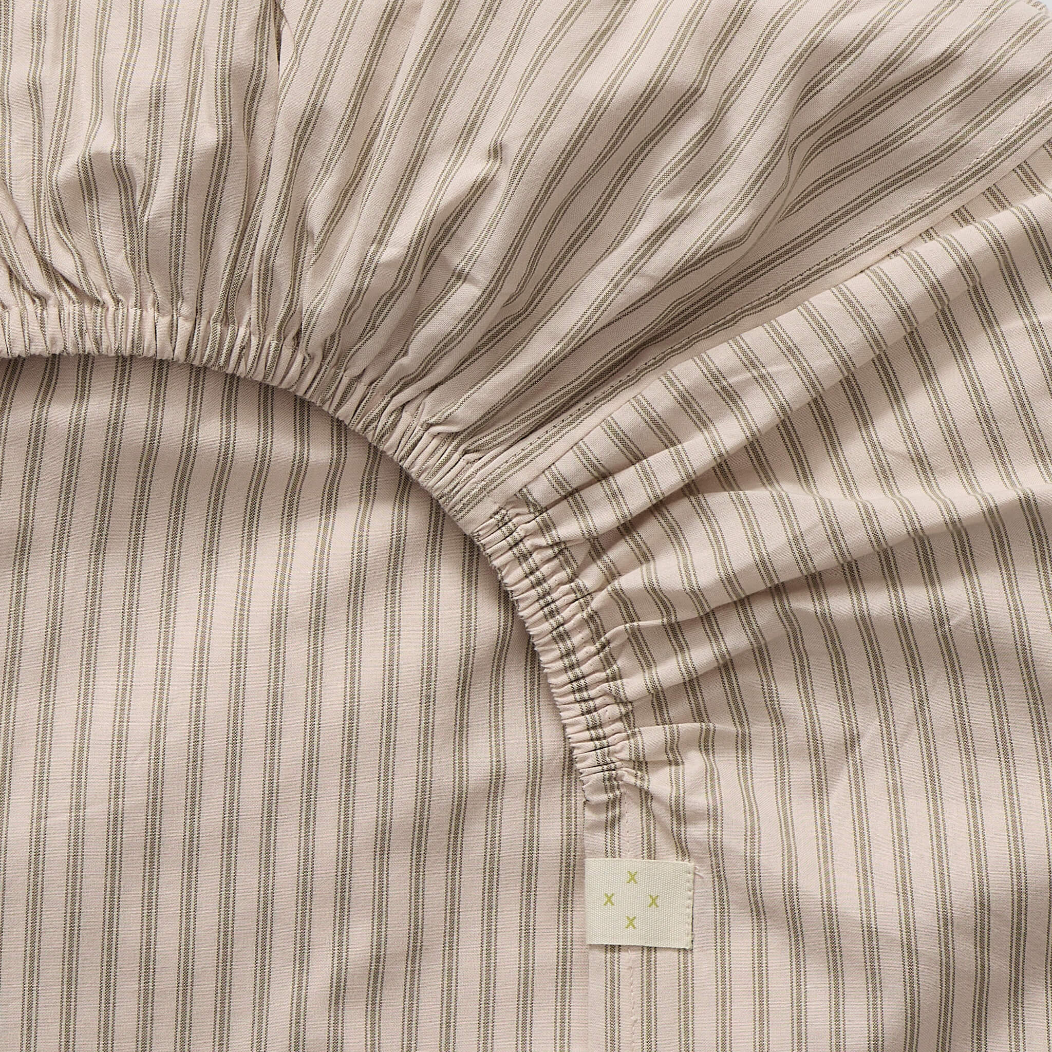 Ticking Stripe Pink/ French Grey Fitted Sheet