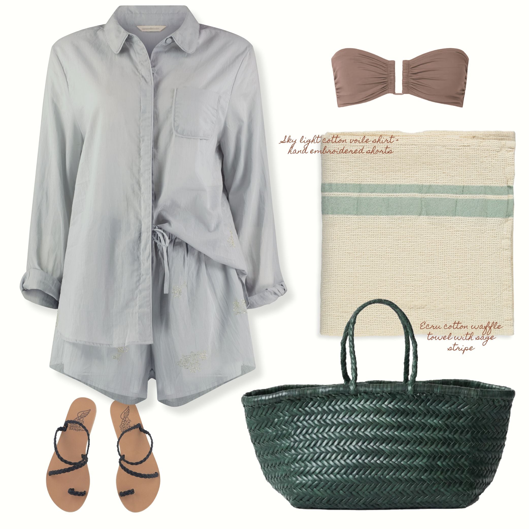 Hand Embroidered Cotton Voile Shorts