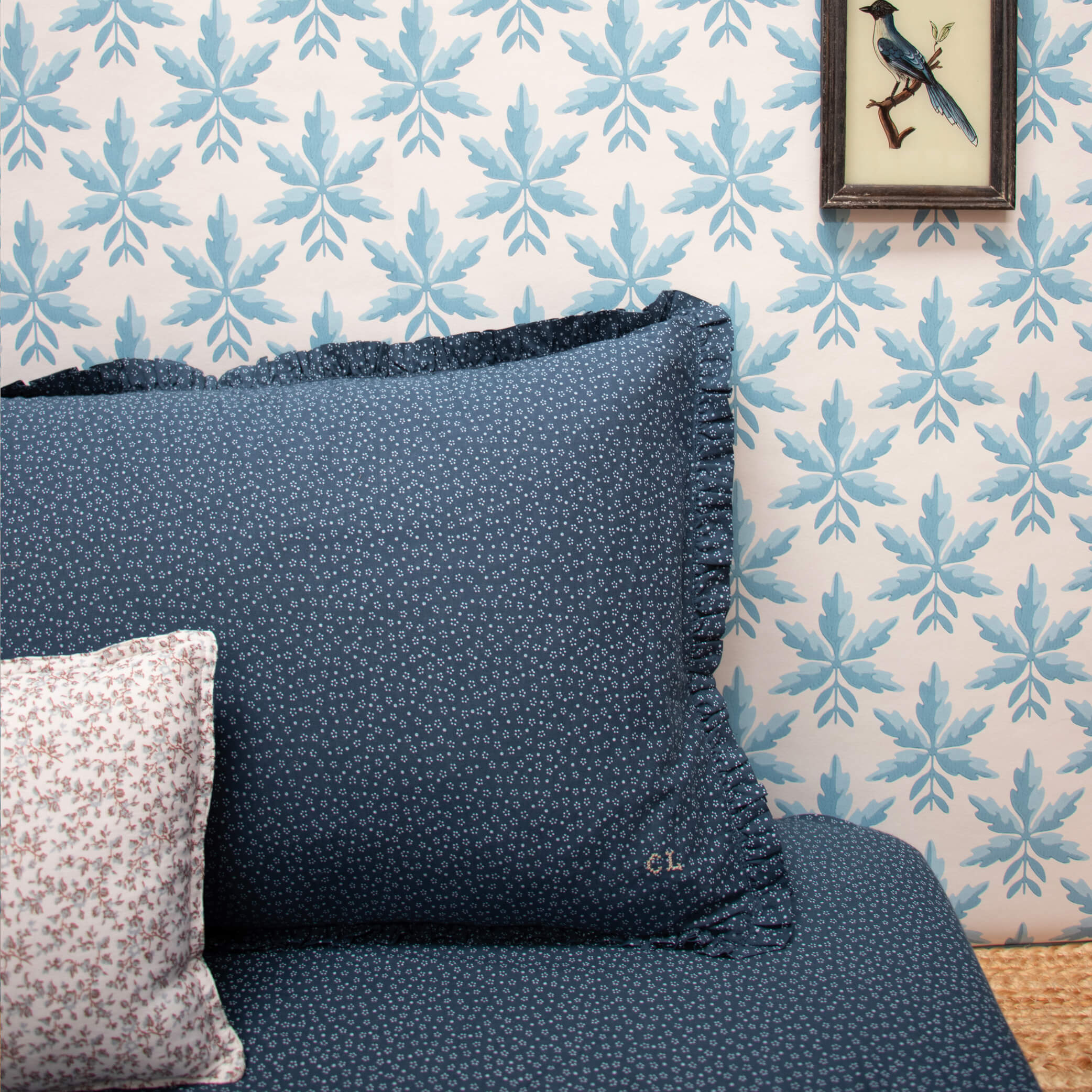 Indigo Dot Frill Pillowcase