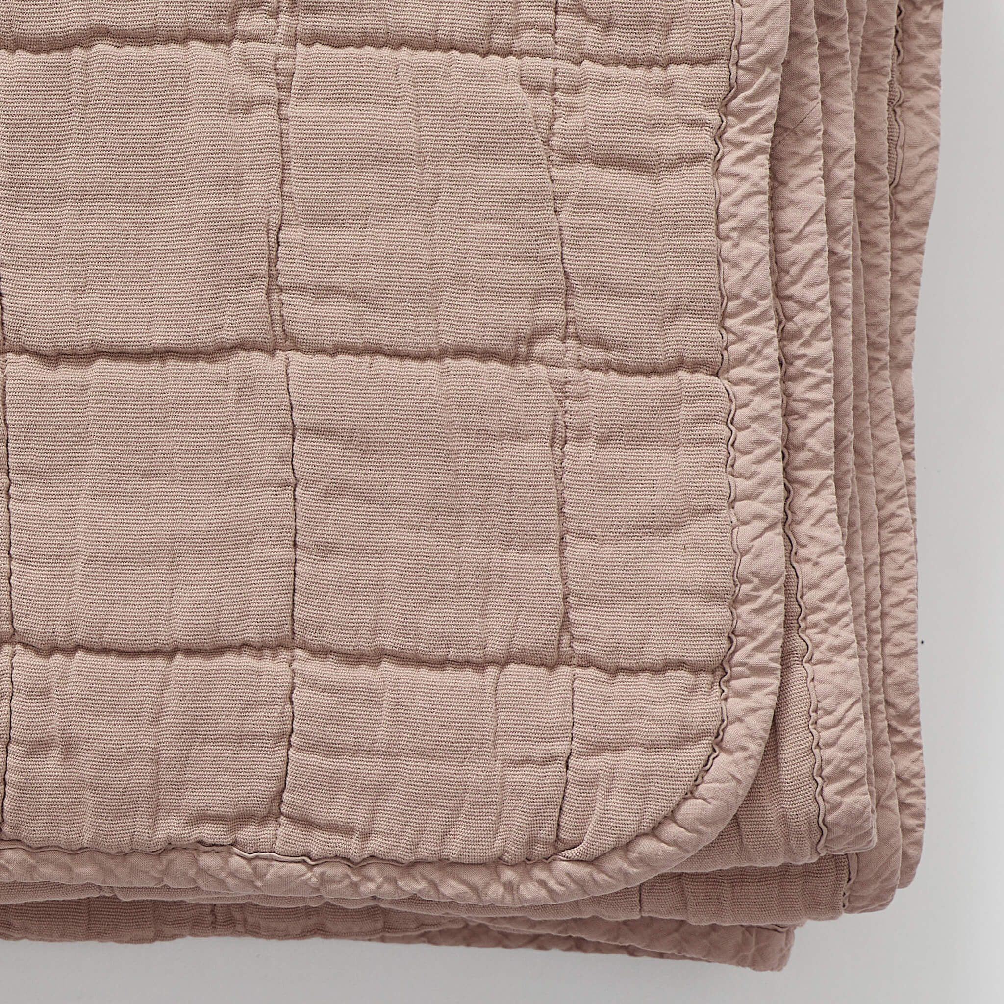 Square Quilted Gauze Blanket - Mink