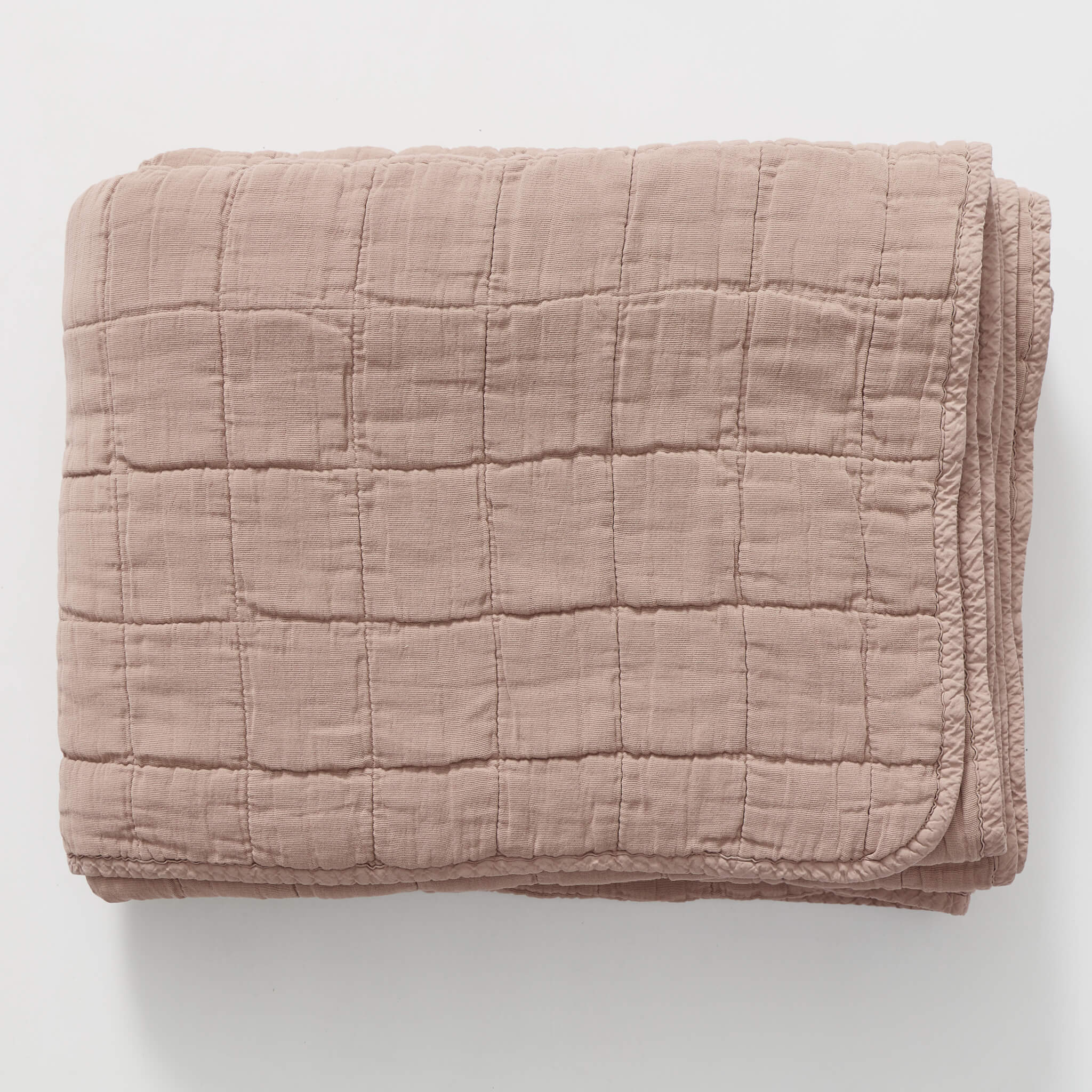 Square Quilted Gauze Blanket - Mink