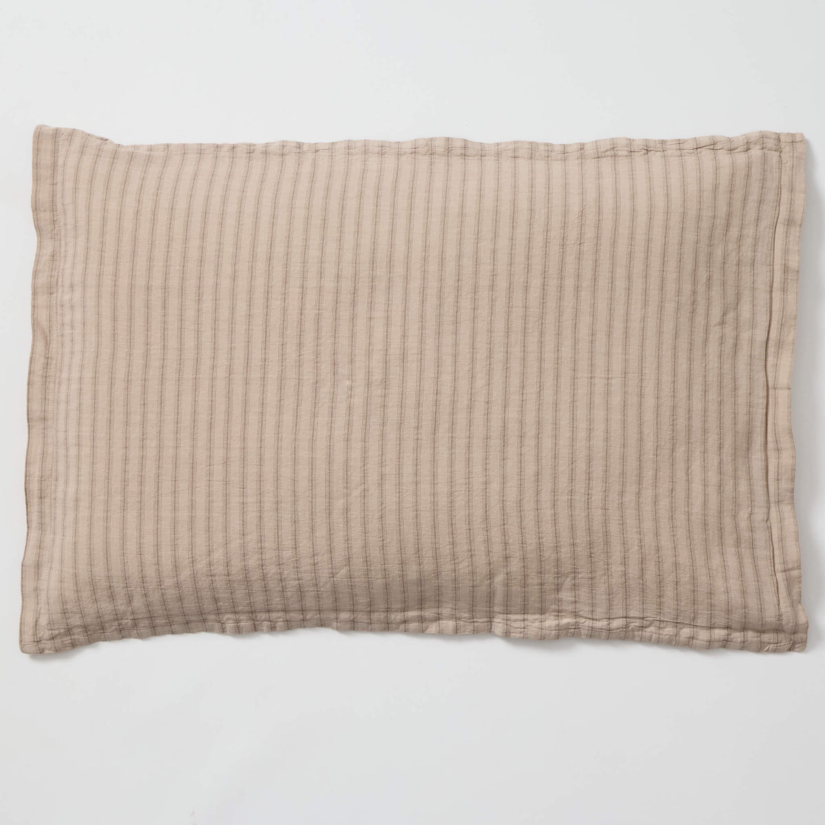 Washed Linen Cotton Ticking Stripe Pillowcase - Soft Rose