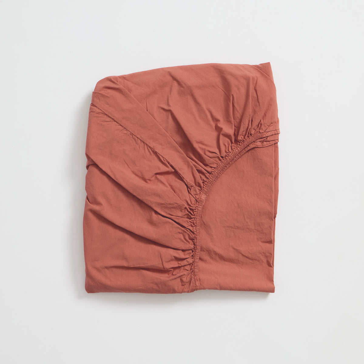 Rust Red Cotton Percale Fitted Sheet