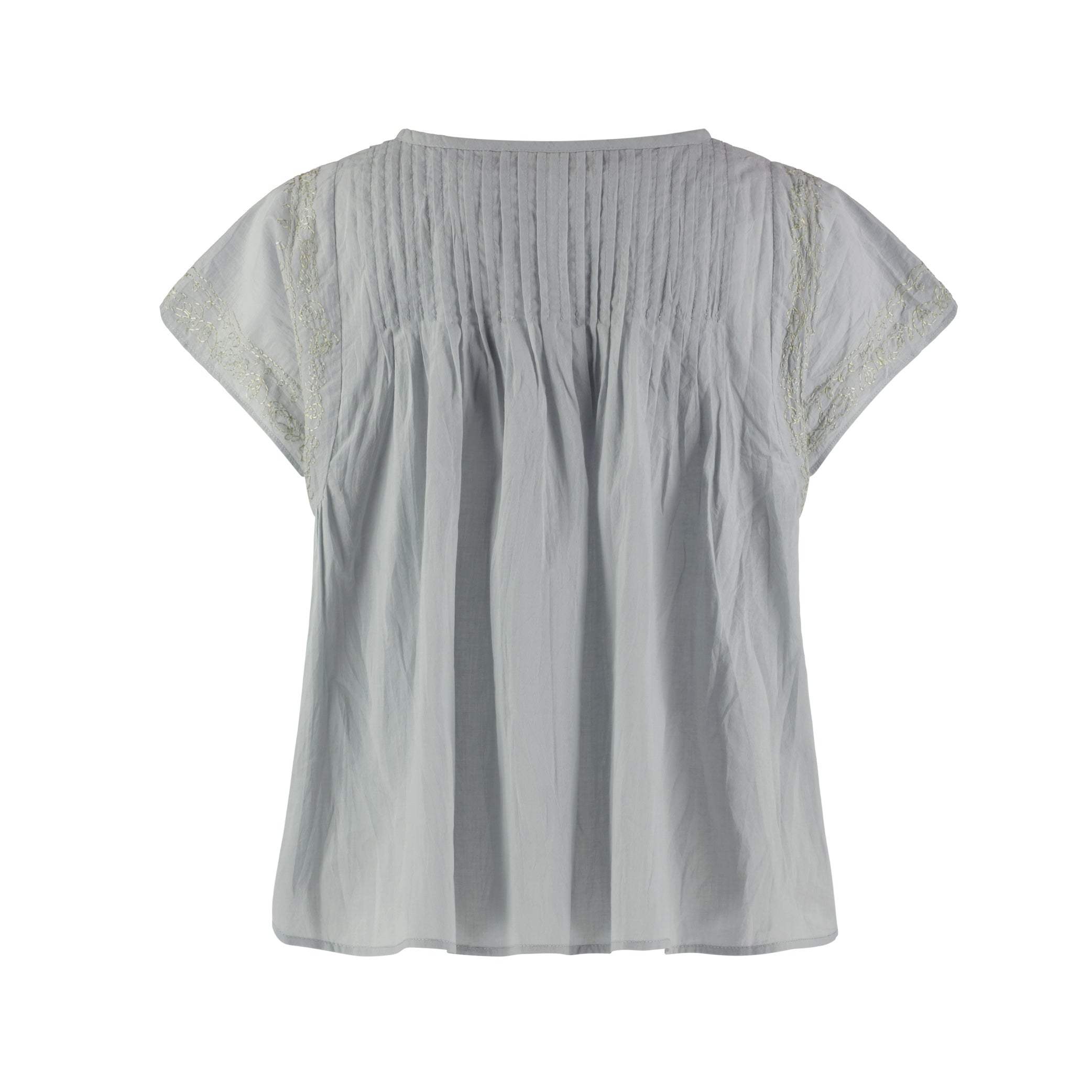 Pin Tuck Top in Skylight