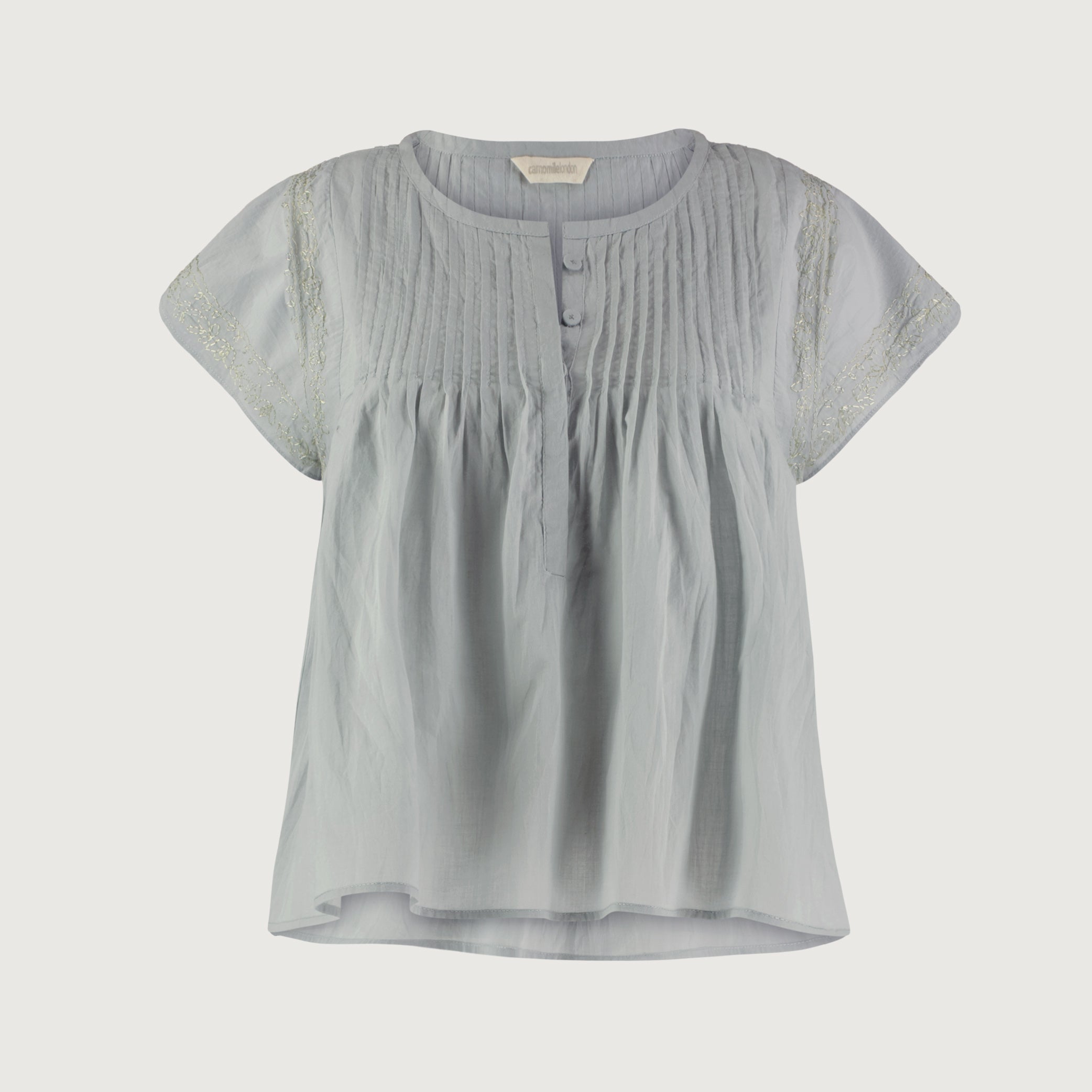 Pin Tuck Top in Skylight