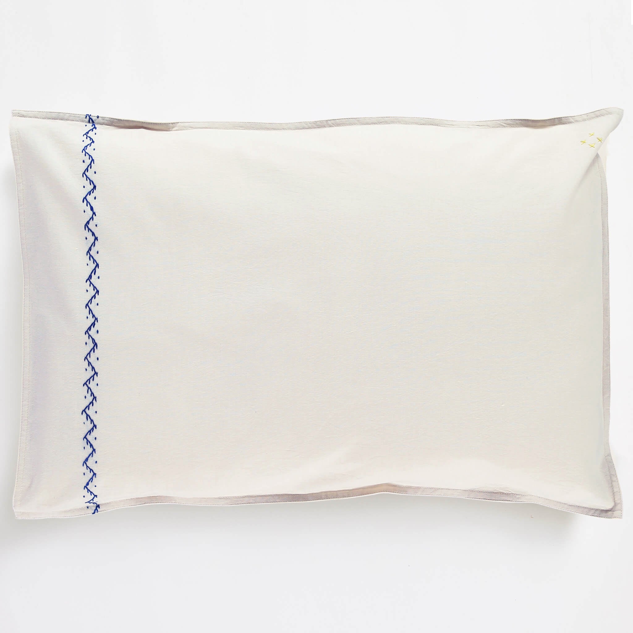Zig Zag Hand Embroidered Chalk Pillowcase