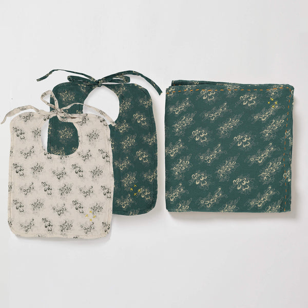 Celia Forest Green swaddle gift set