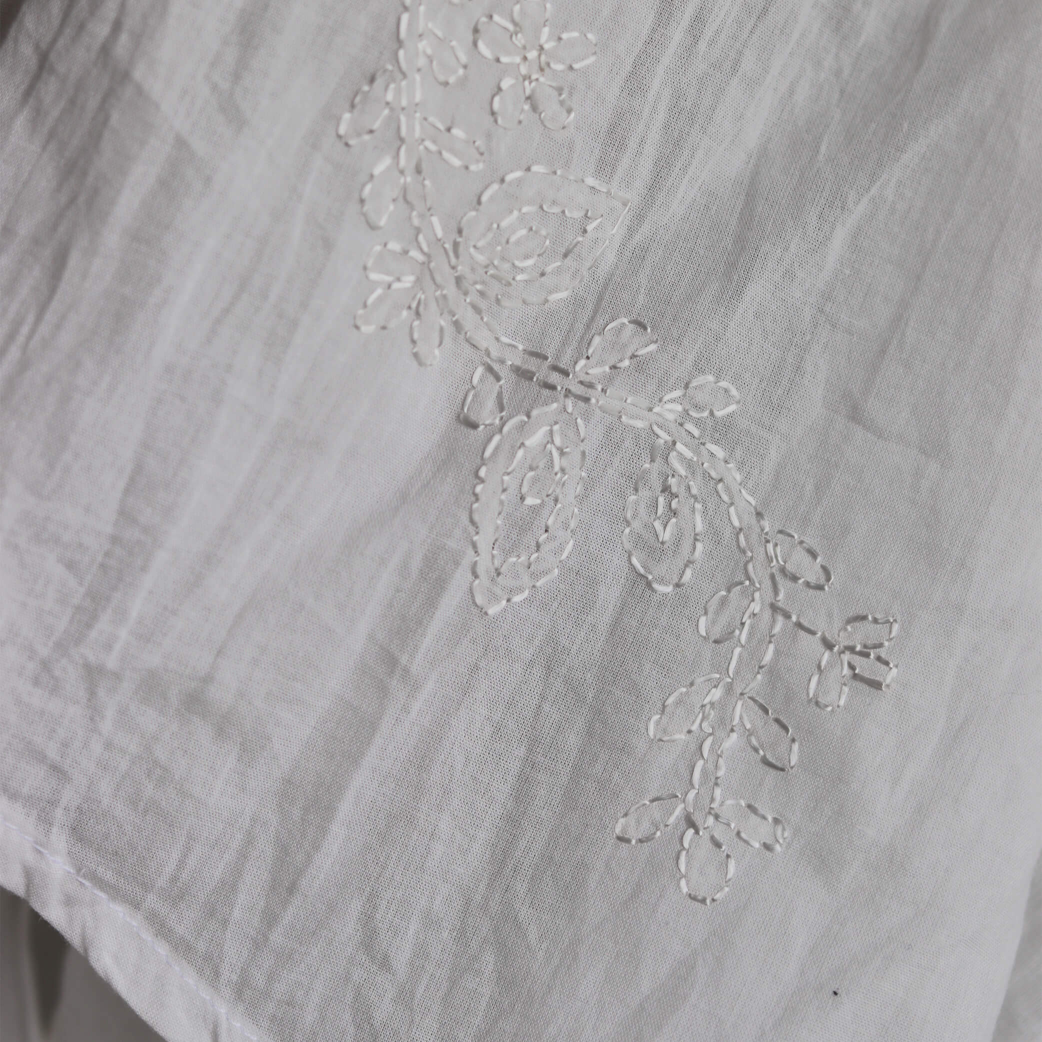 Hand Embroidered Cotton Voile Shorts in Chalk