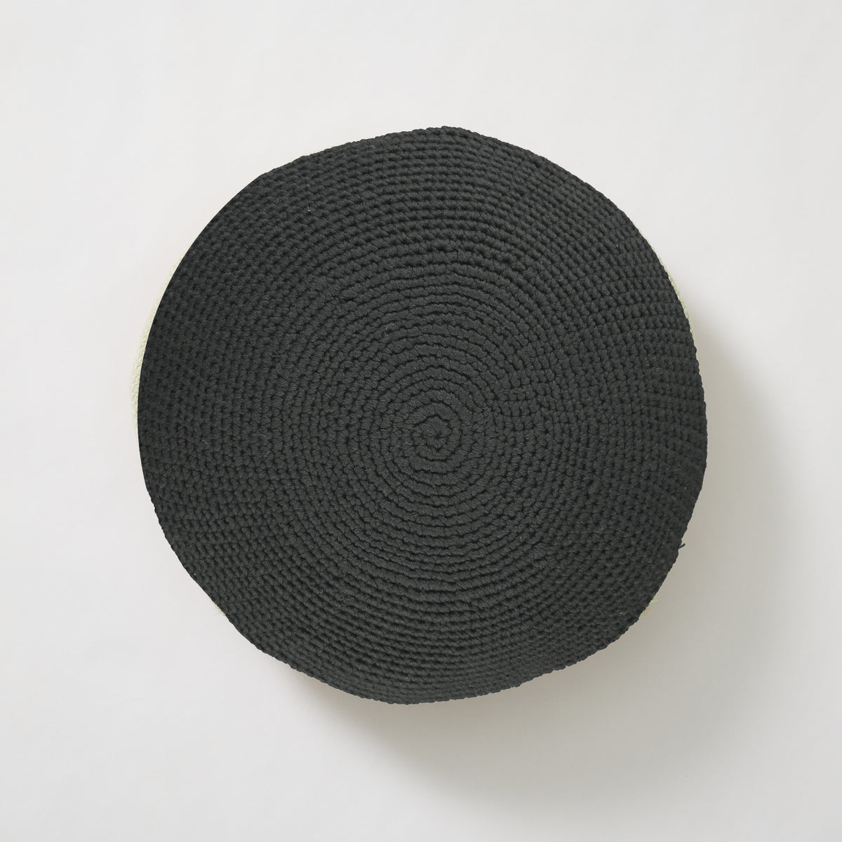 Crochet Circular Wool Cushion - Dark Graphite