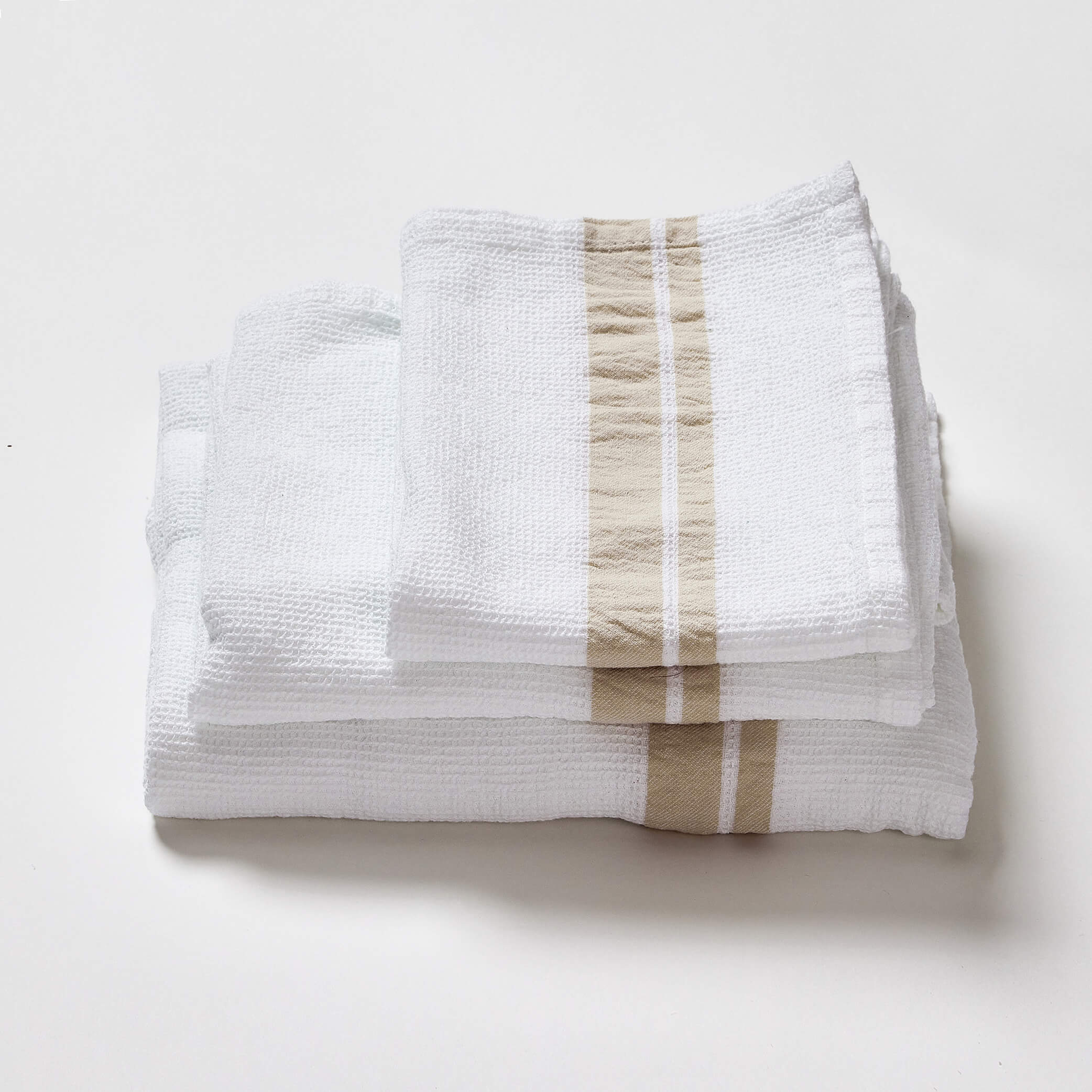 White Stripe Soft Waffle Cotton Towels
