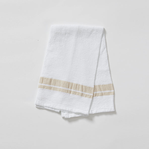 White Stripe Soft Waffle Cotton Hand Towel