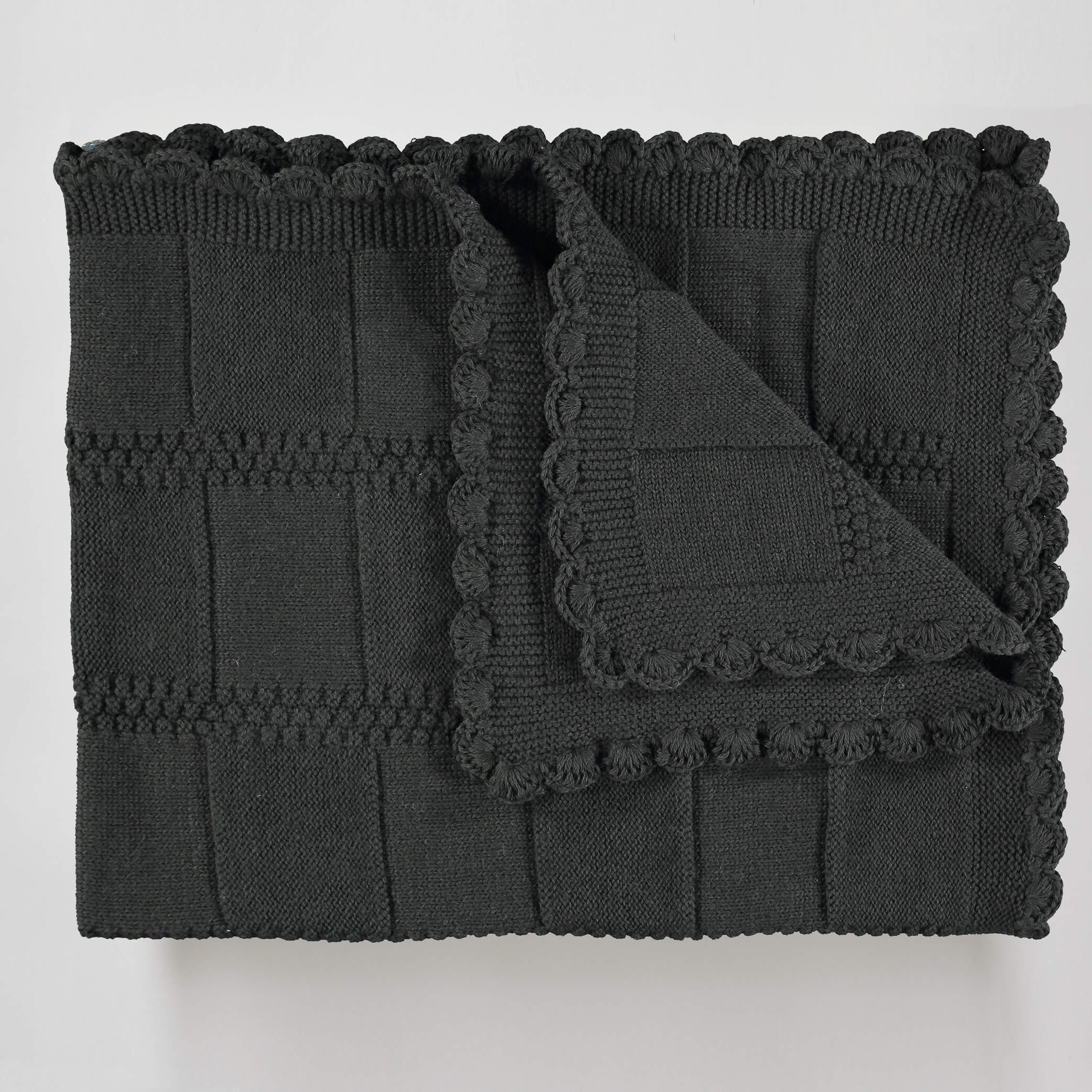 Merino Wool Knitted Baby Blanket - Dark Graphite
