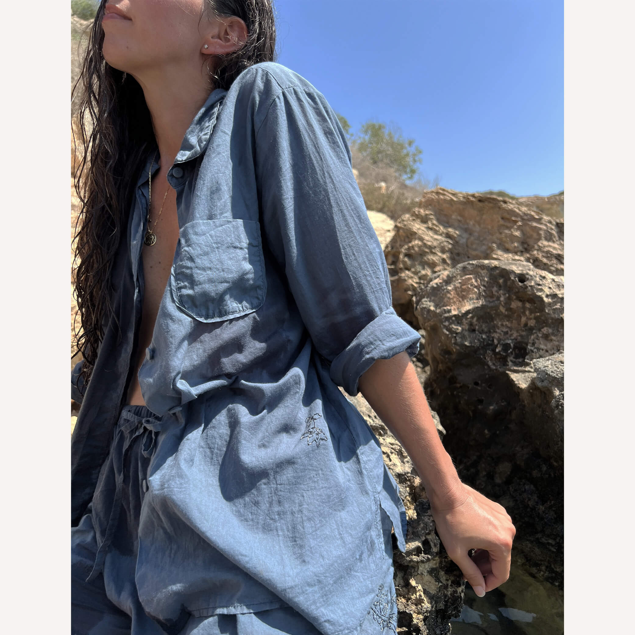 Cotton Voile Shirt in Ink