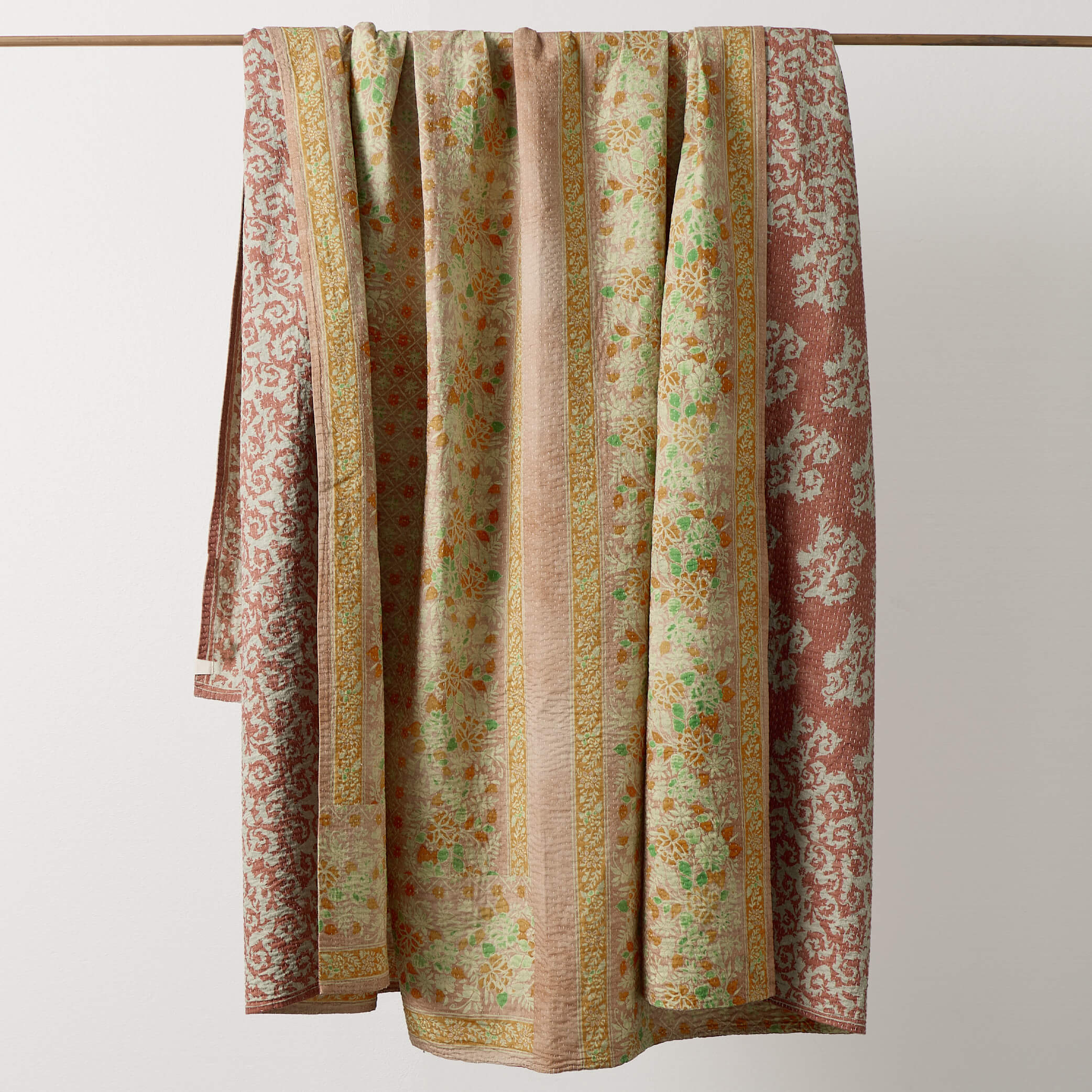 Kantha floral reversible throw