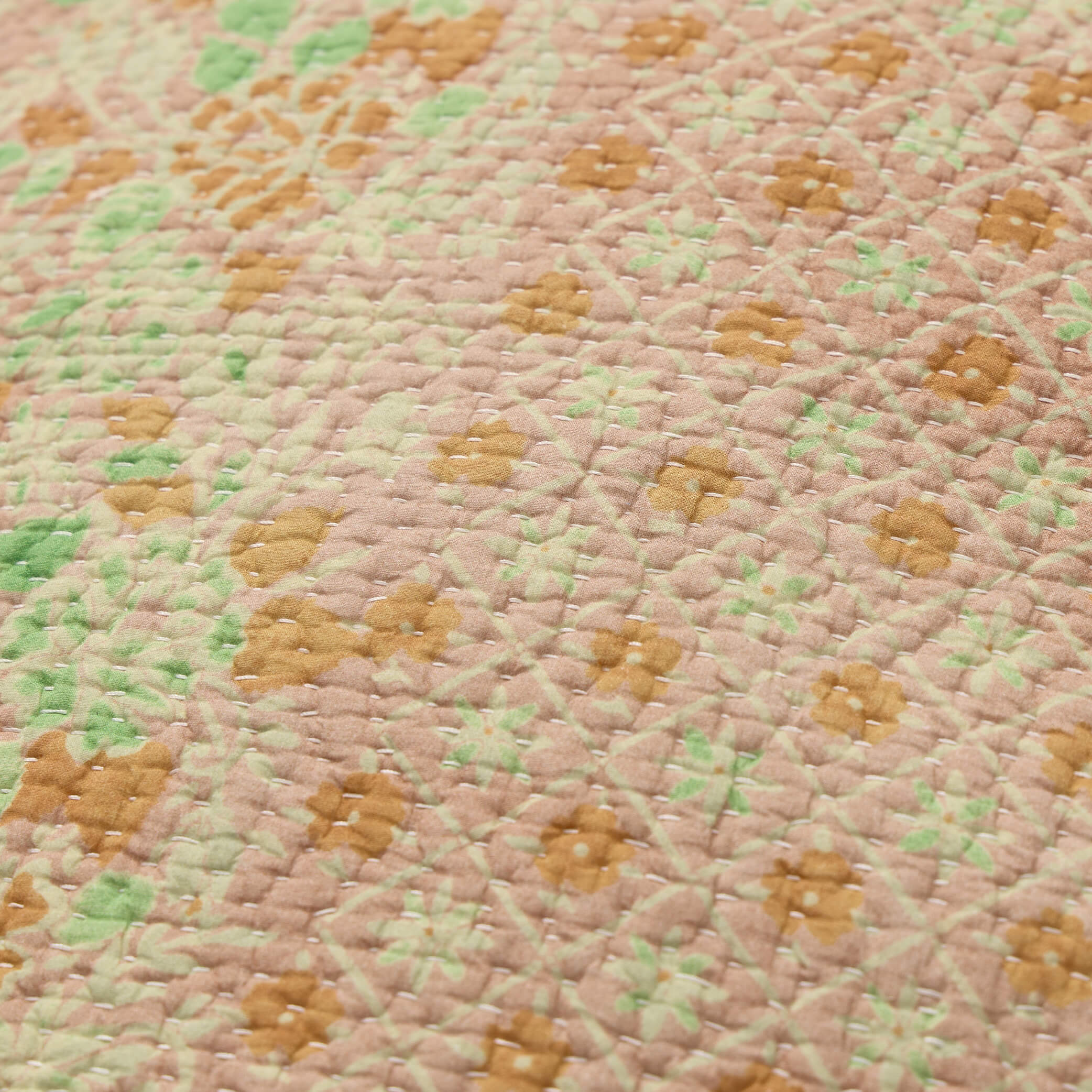 Reversible Square Kantha Floral Cushion