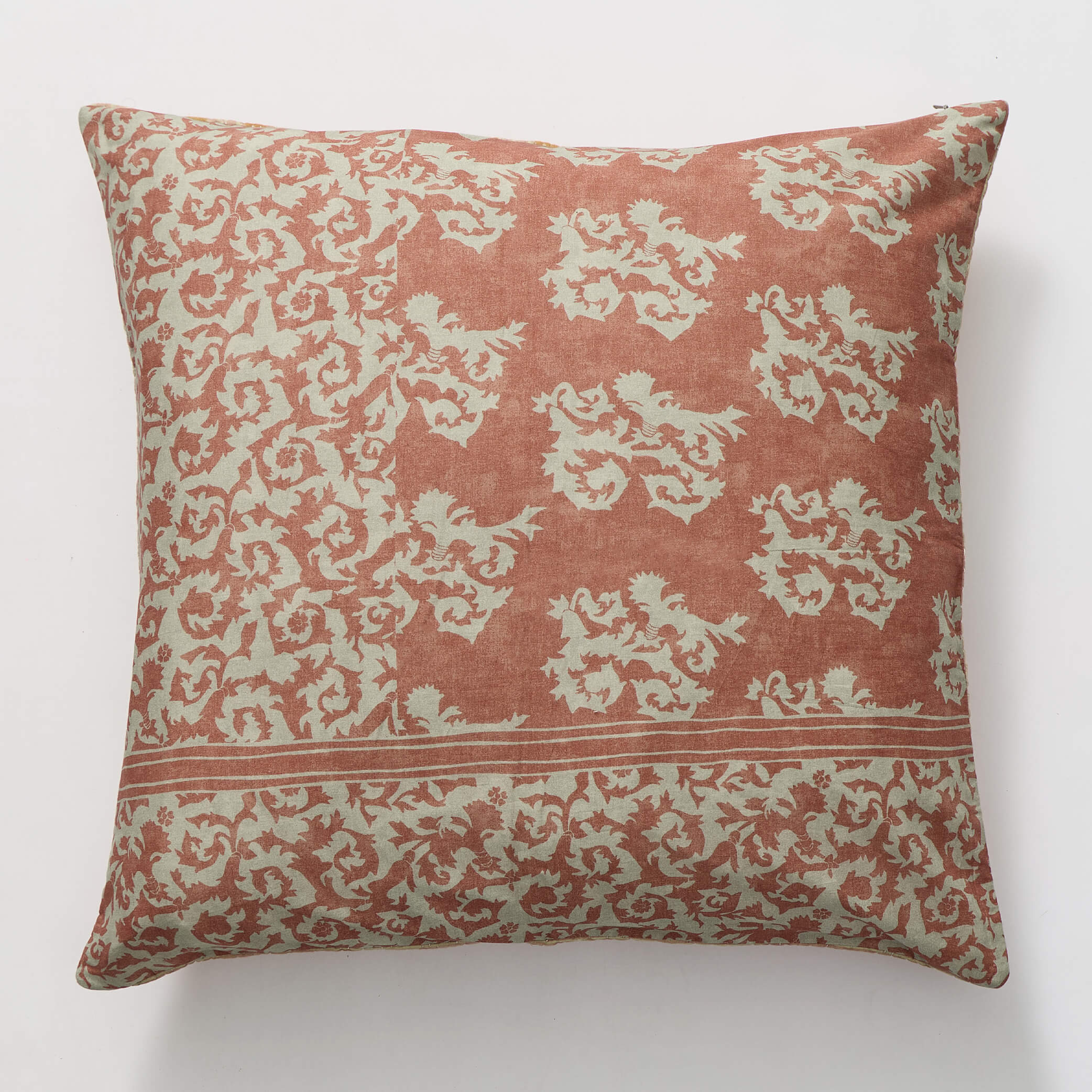 Reversible Square Kantha Floral Cushion
