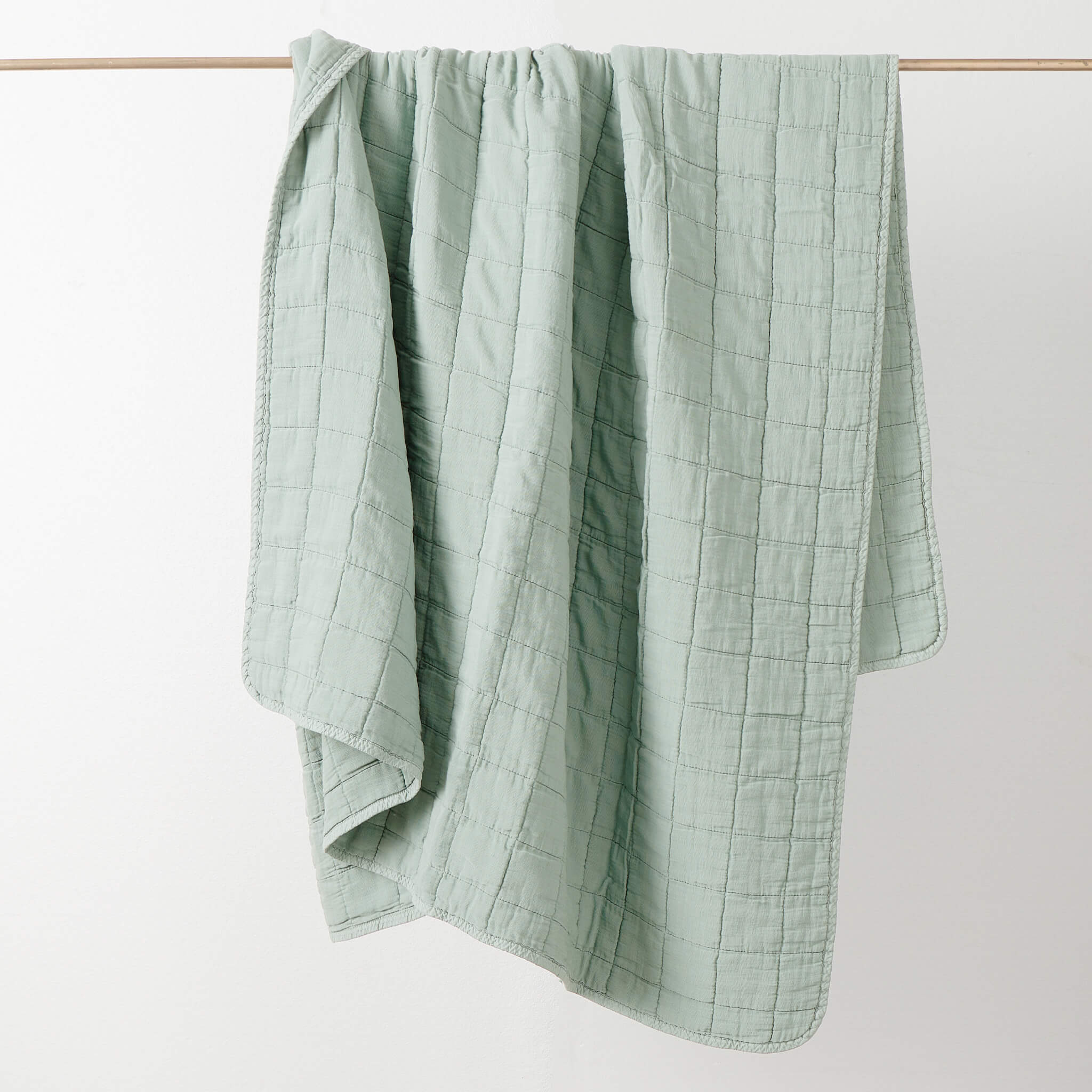Square Quilted Gauze Blanket - Mint