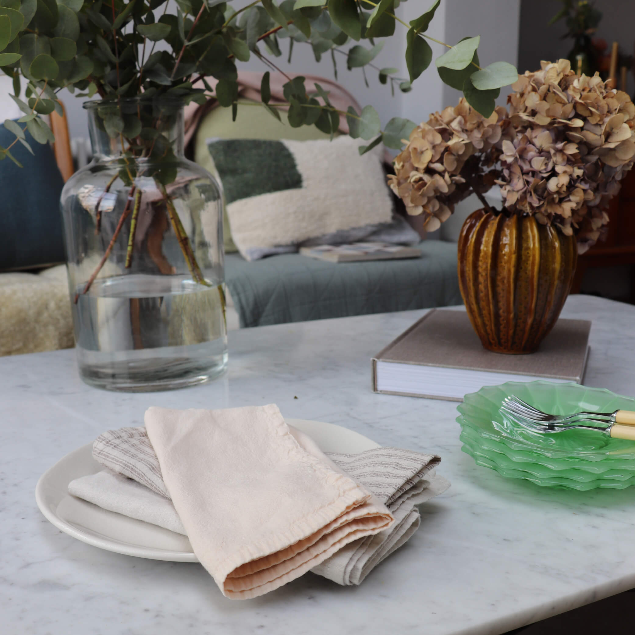 Set of 4 Mineral Ticking Stripe Napkins