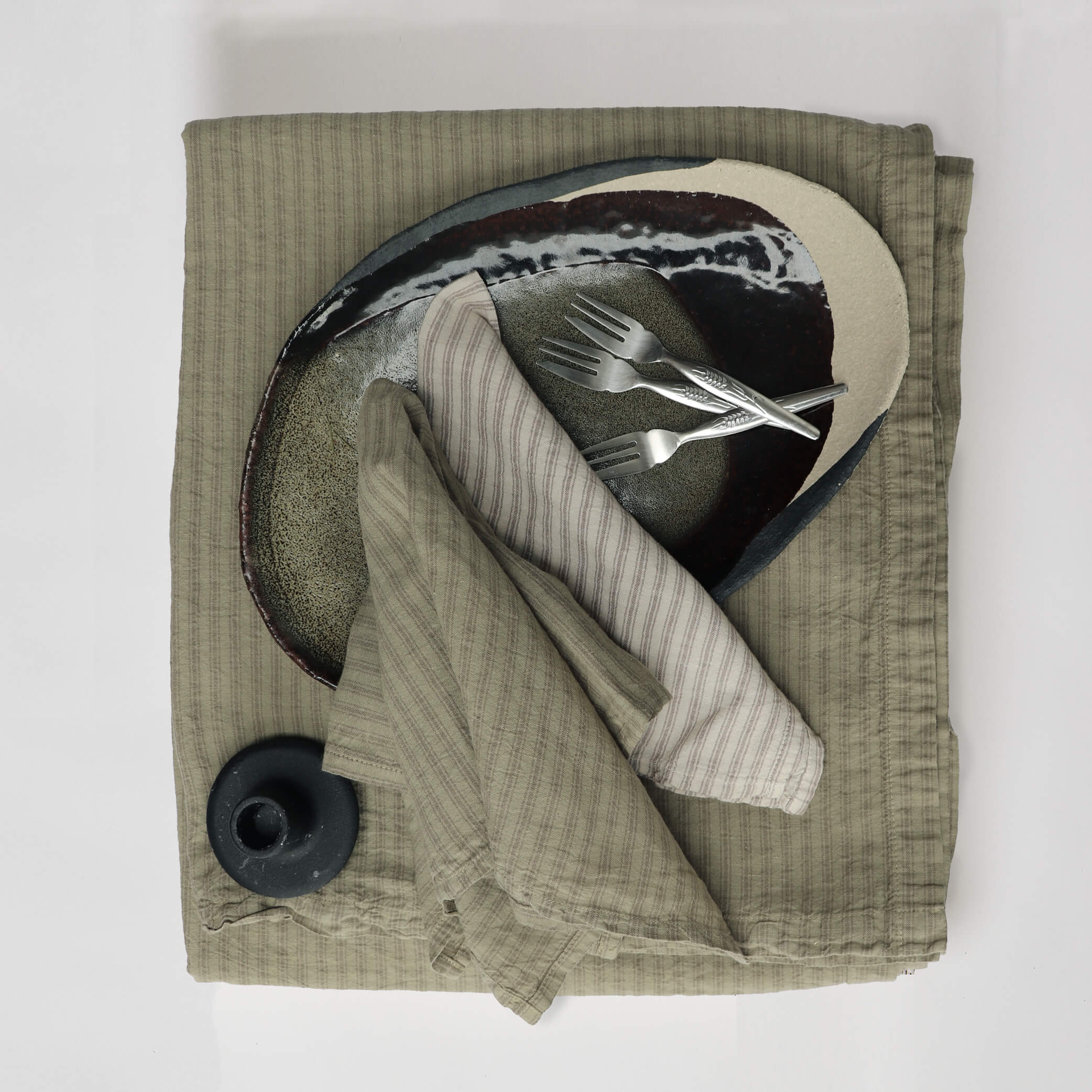 Set of 4 Mineral Ticking Stripe Napkins