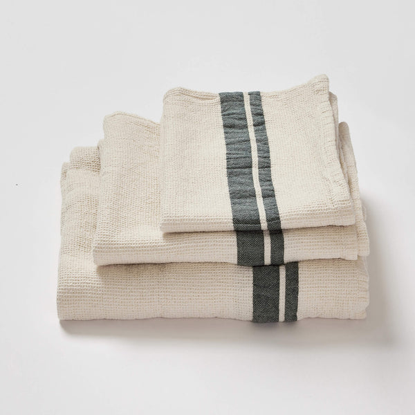 Ecru Stripe Soft Waffle Cotton Towel