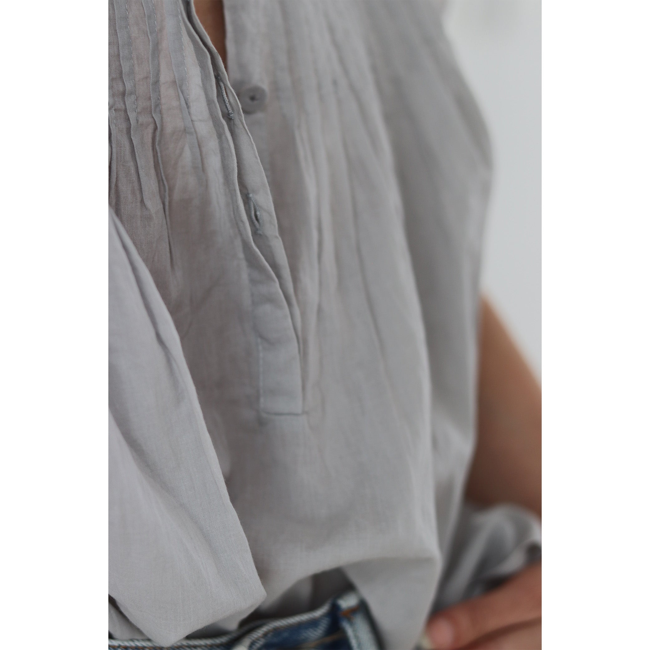 Pin Tuck Top in Skylight