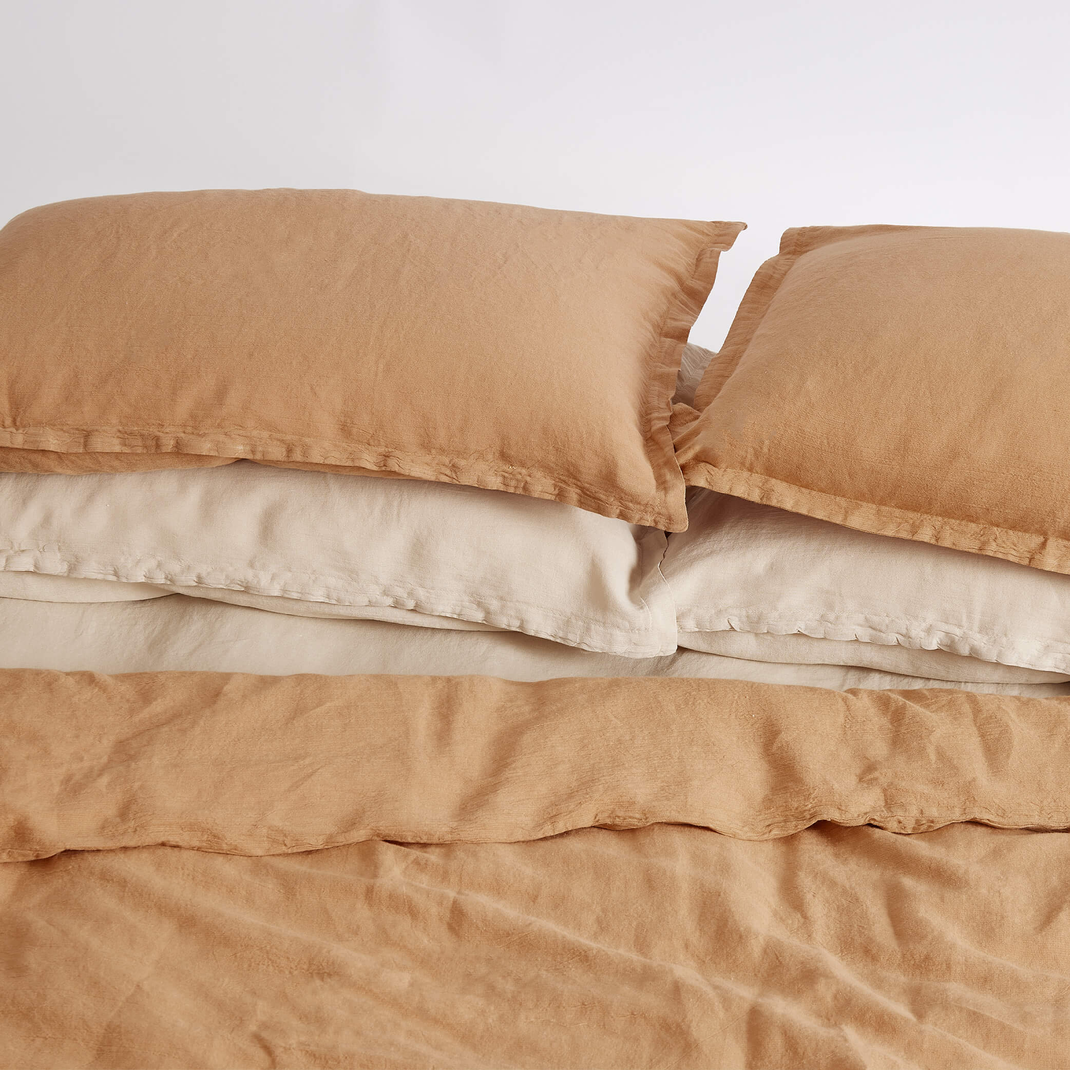 Washed Linen Cotton Duvet Cover Soft Terracotta