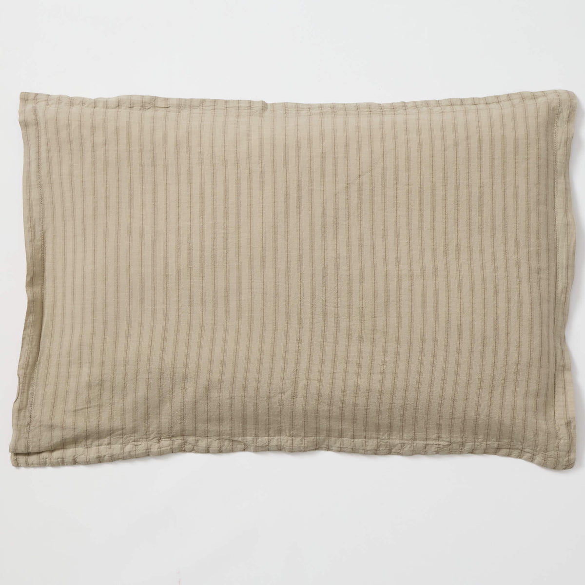 Washed Linen Cotton Ticking Stripe Pillowcase - Taupe