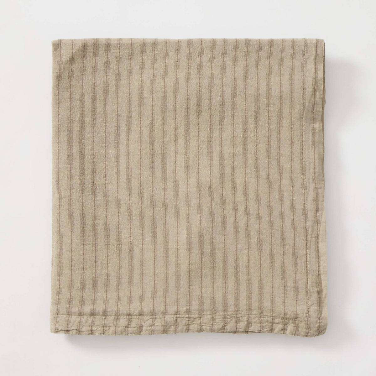 Washed Linen Cotton Ticking Stripe Tablecloth - Taupe