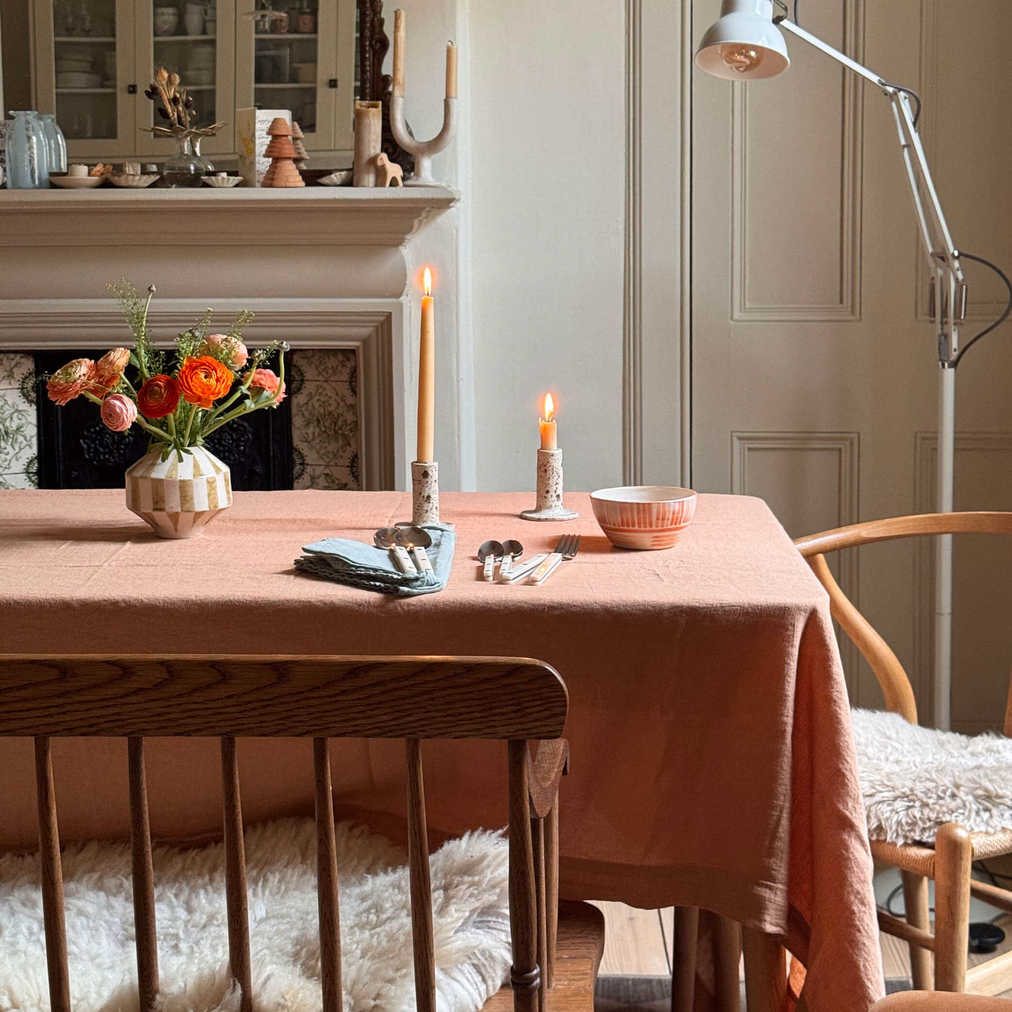Washed Linen Cotton Tablecloth - Soft Terracotta