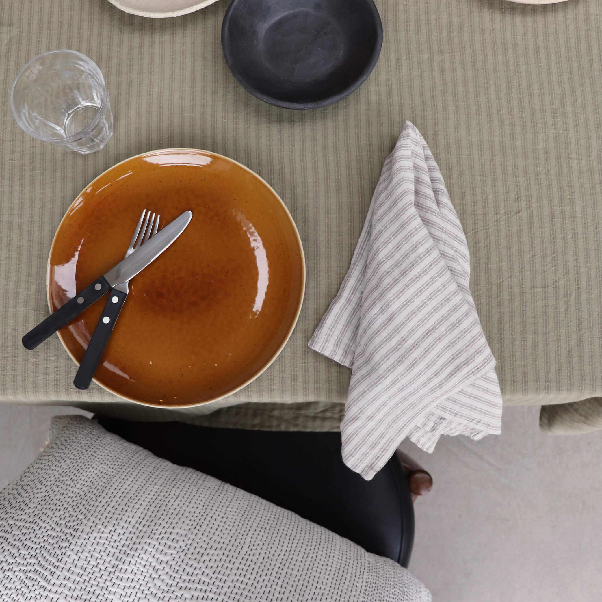 Set of 4 Mineral Ticking Stripe Napkins