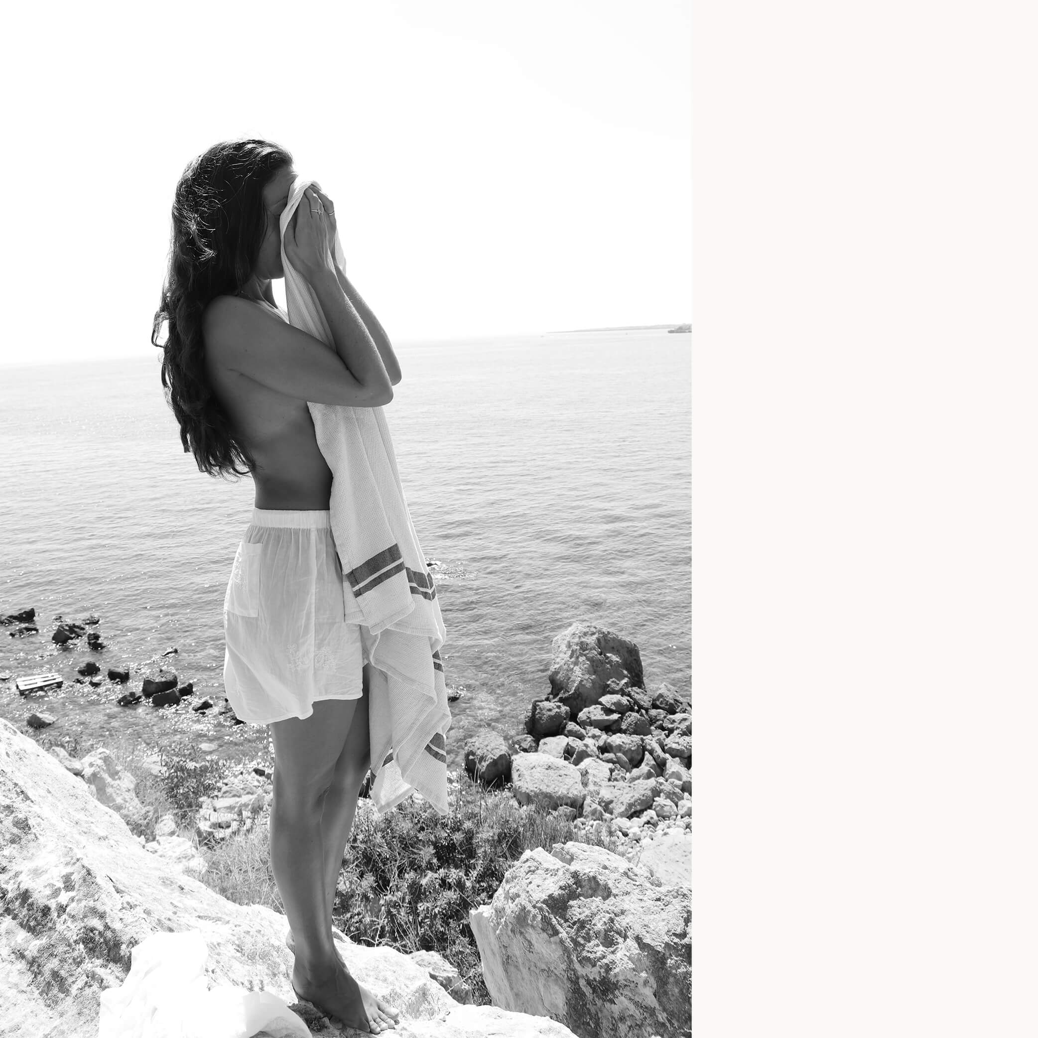 Hand Embroidered Cotton Voile Shorts in Chalk