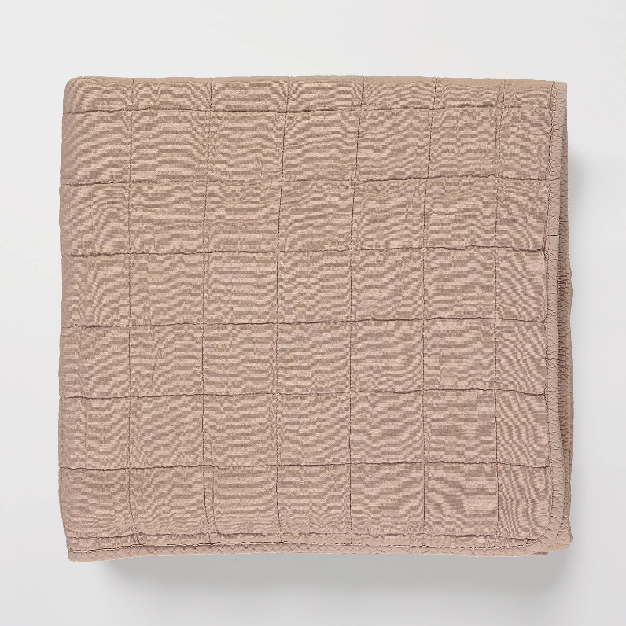 Square Quilted Gauze Blanket - Mink