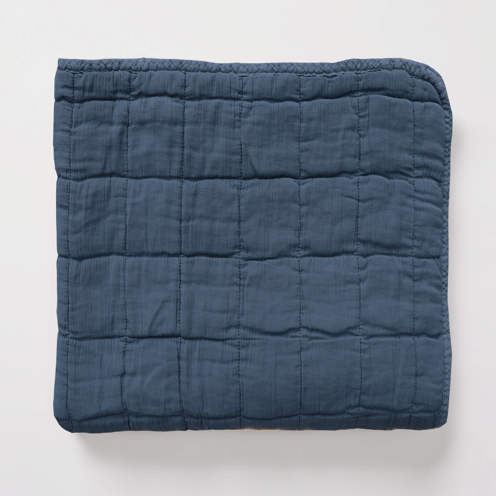Square Quilted Gauze Blanket - Royal Navy