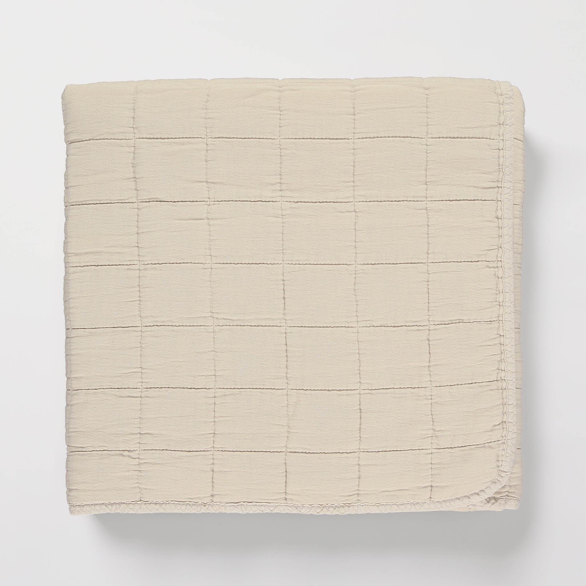 Square Quilted Gauze Blanket - Stone