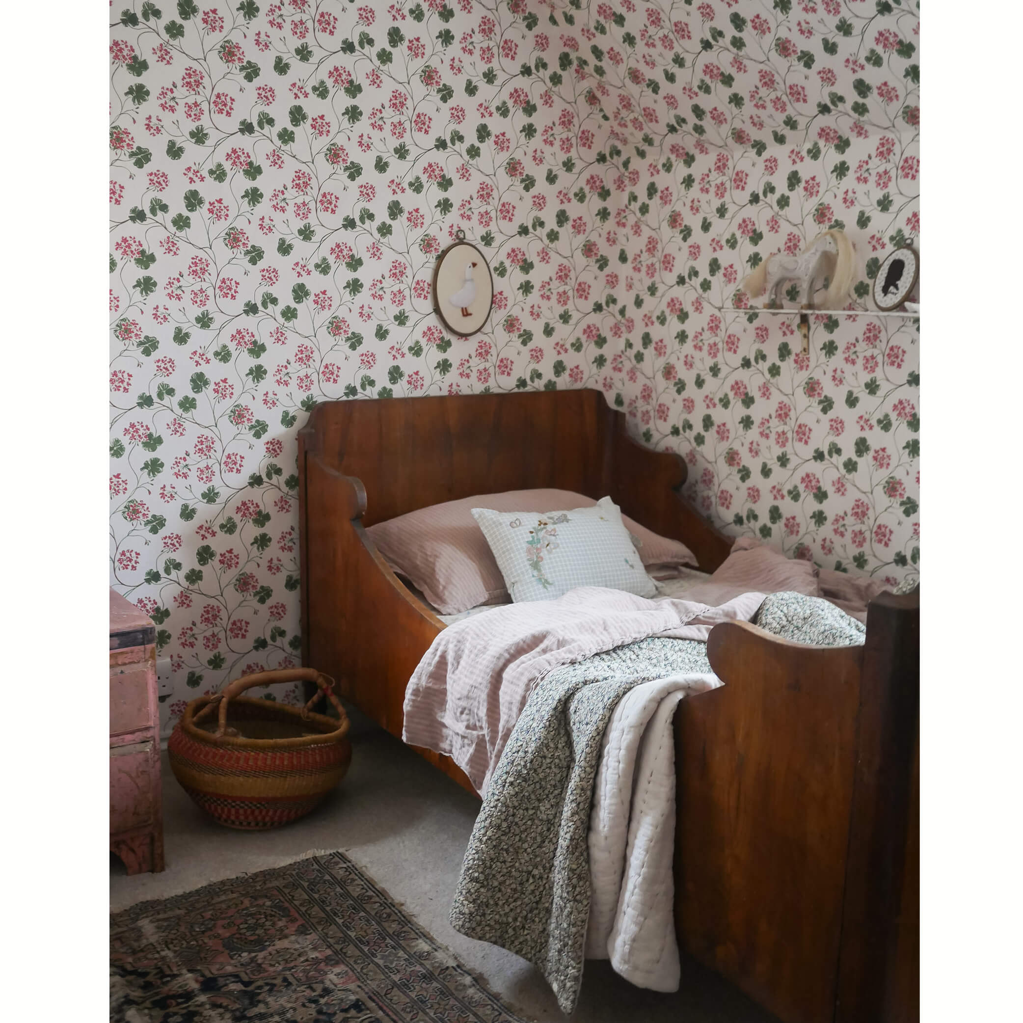 Washed Linen Cotton Ticking Stripe Pillowcase - Vintage Rose