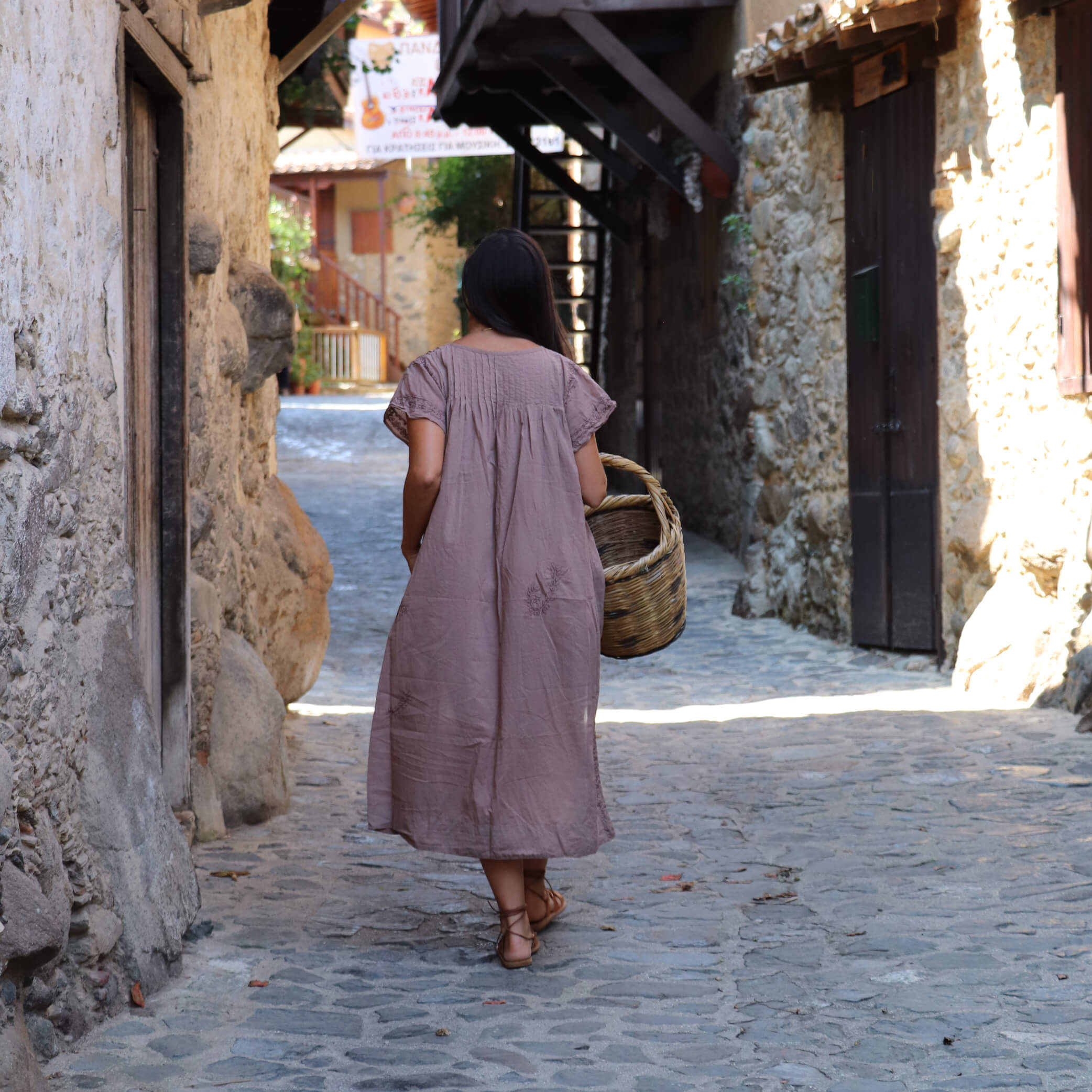 Pin Tuck Voile Dress - Vintage Rose