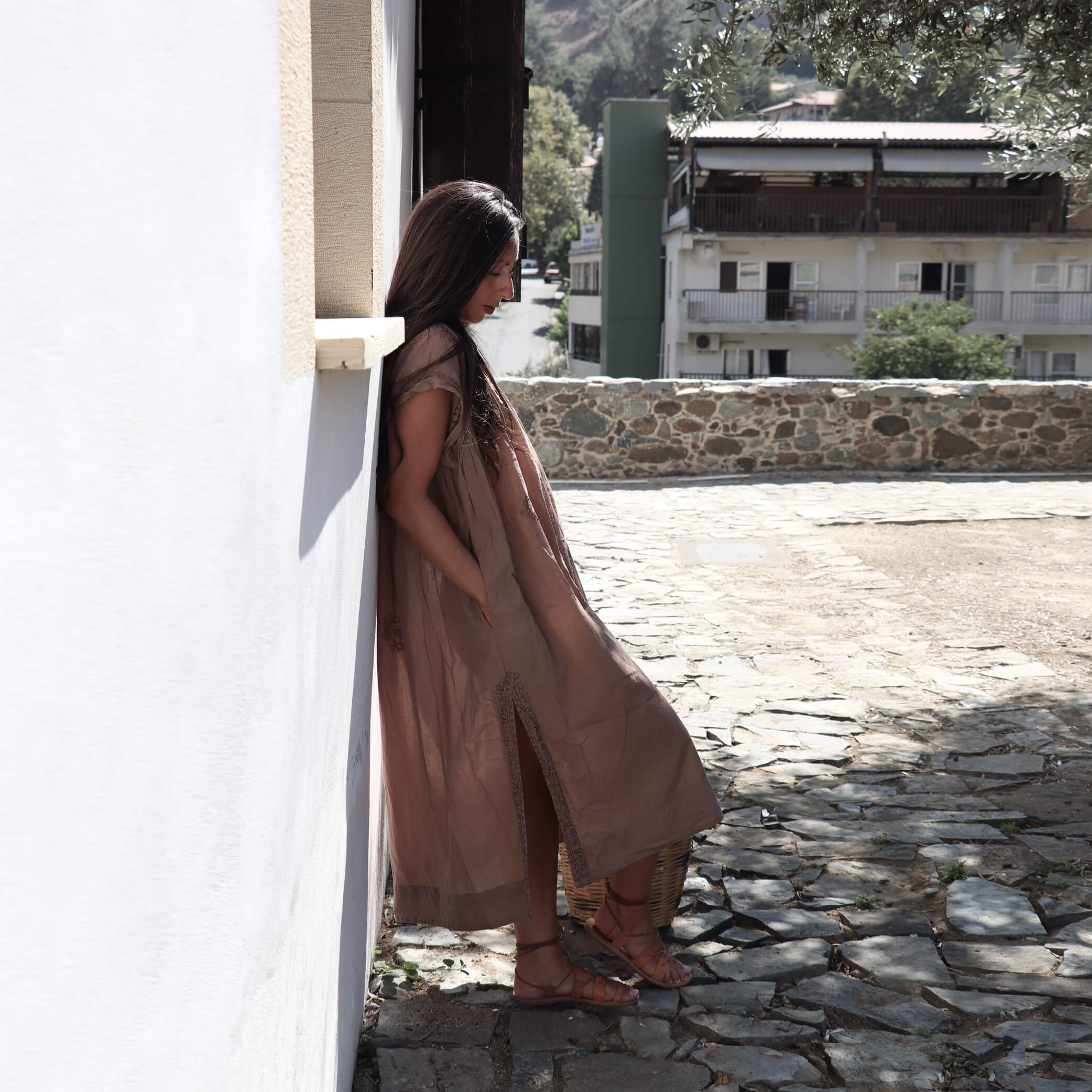 Pin Tuck Voile Dress - Vintage Rose