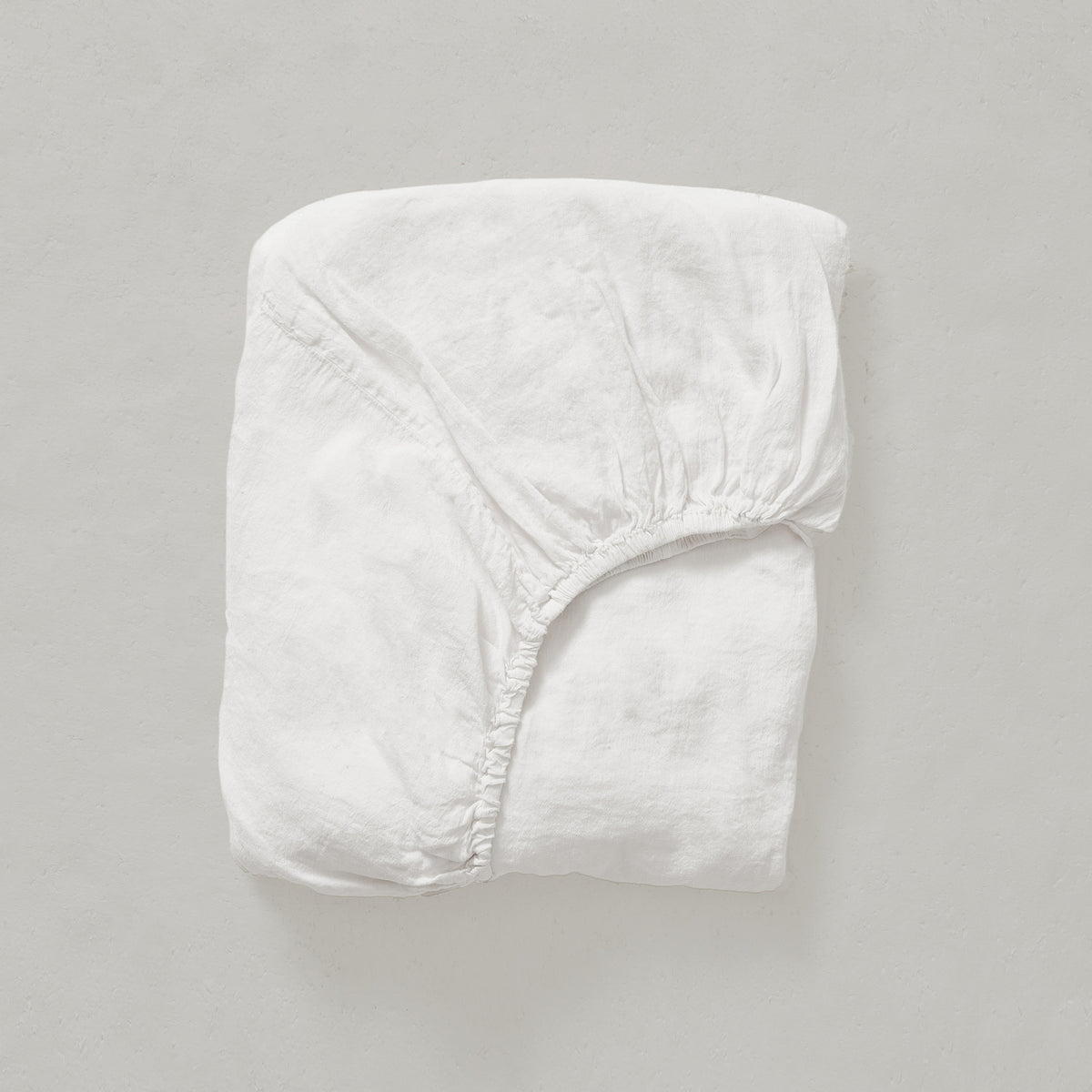 Washed Linen Cotton Fitted Sheet - White