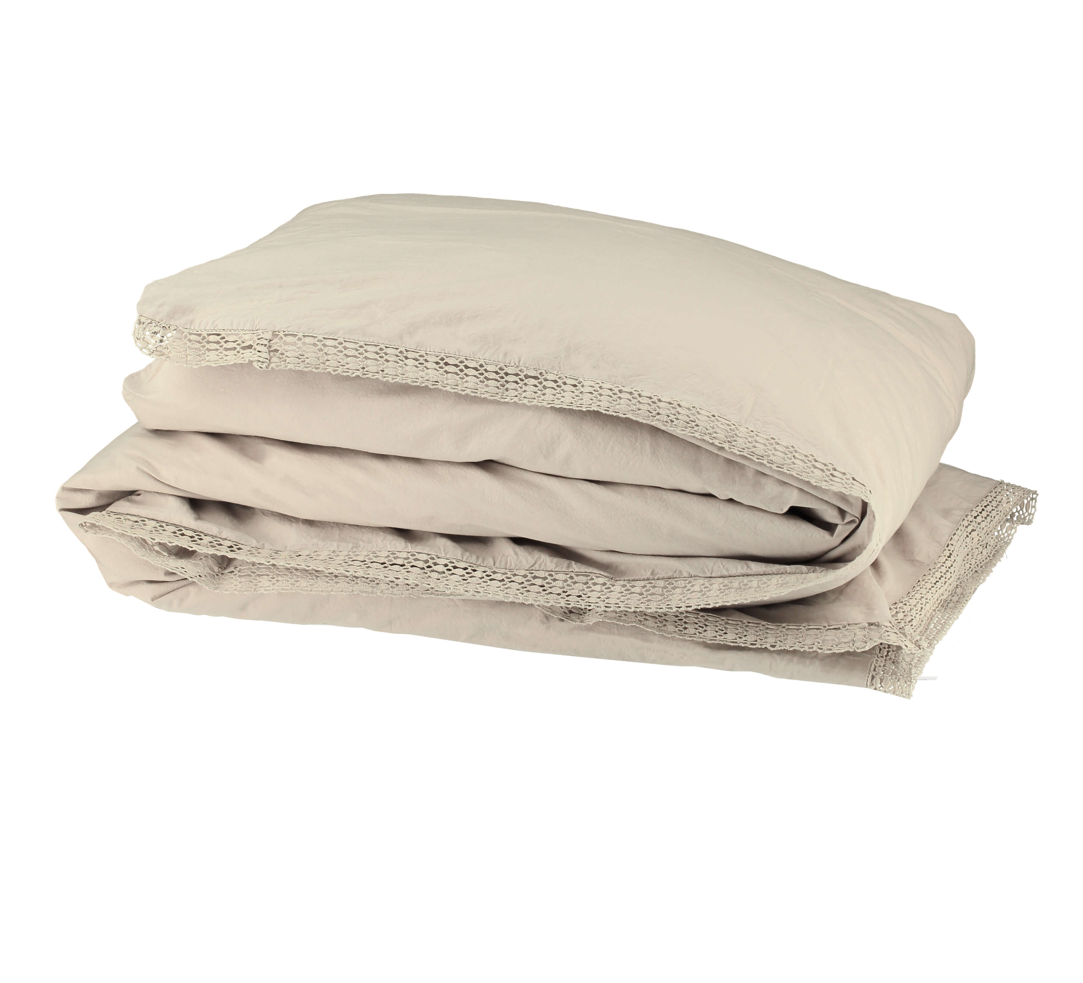 Organic Cotton Percale lace Stone Duvet Cover