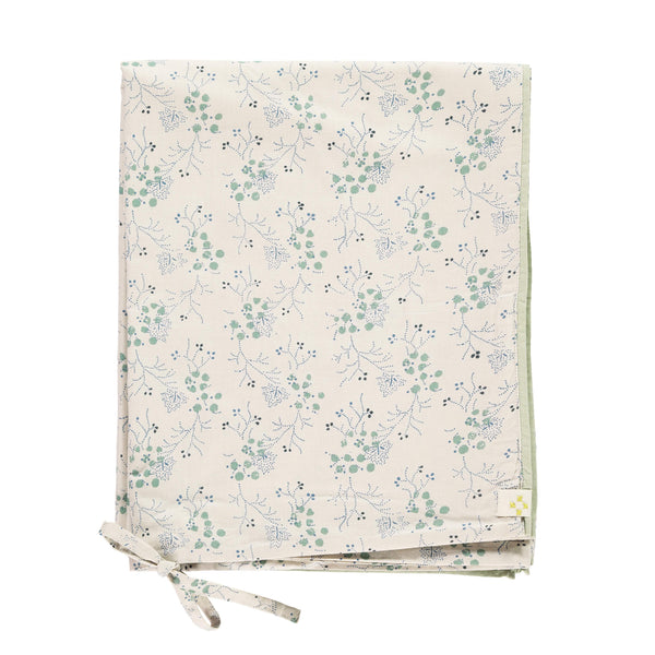 Minako cornflower warm stone duvet cover with mint and blue floral print 100% soft cotton bedding by camomile london