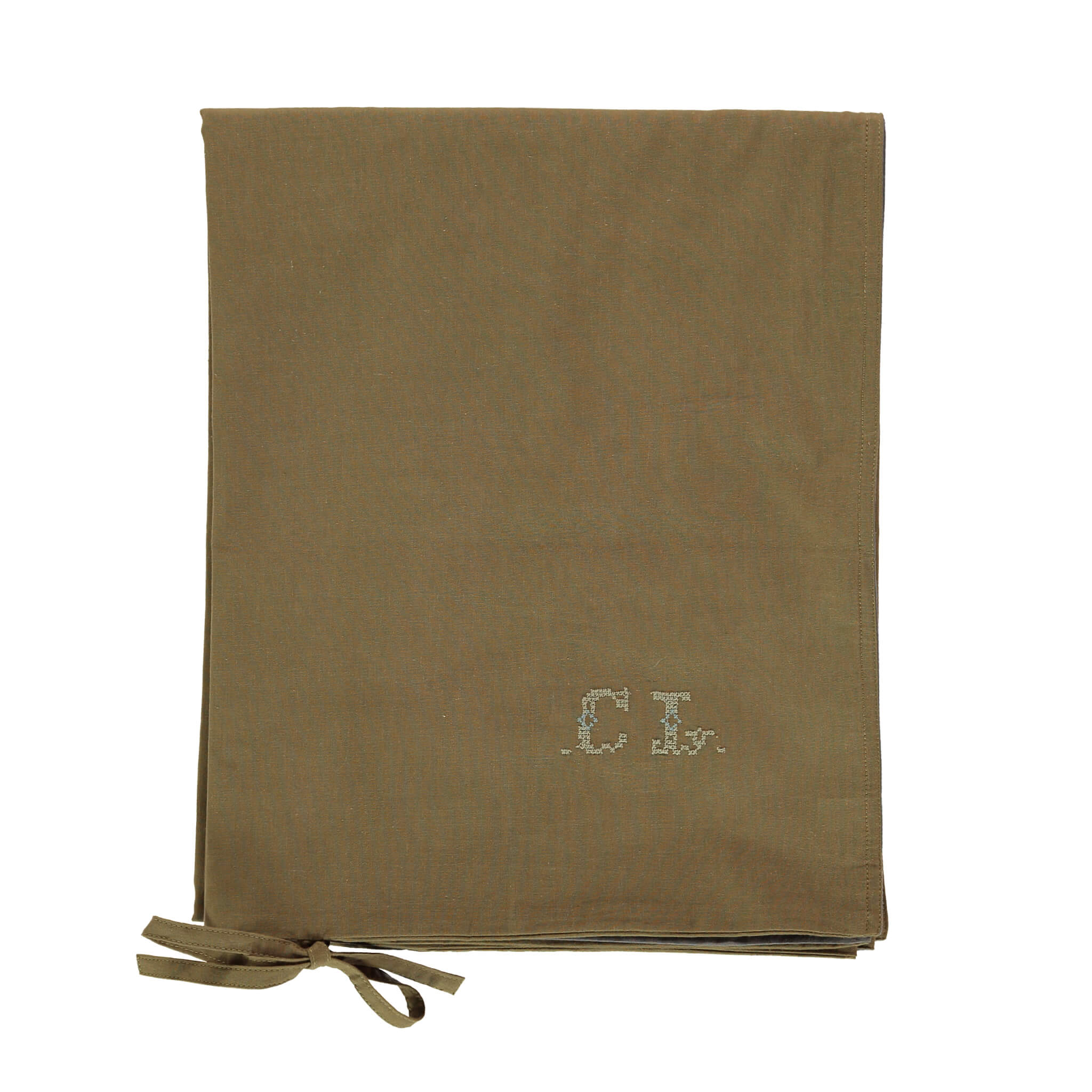 Organic Cotton Reversible Duvet Cover - Olive/Grey