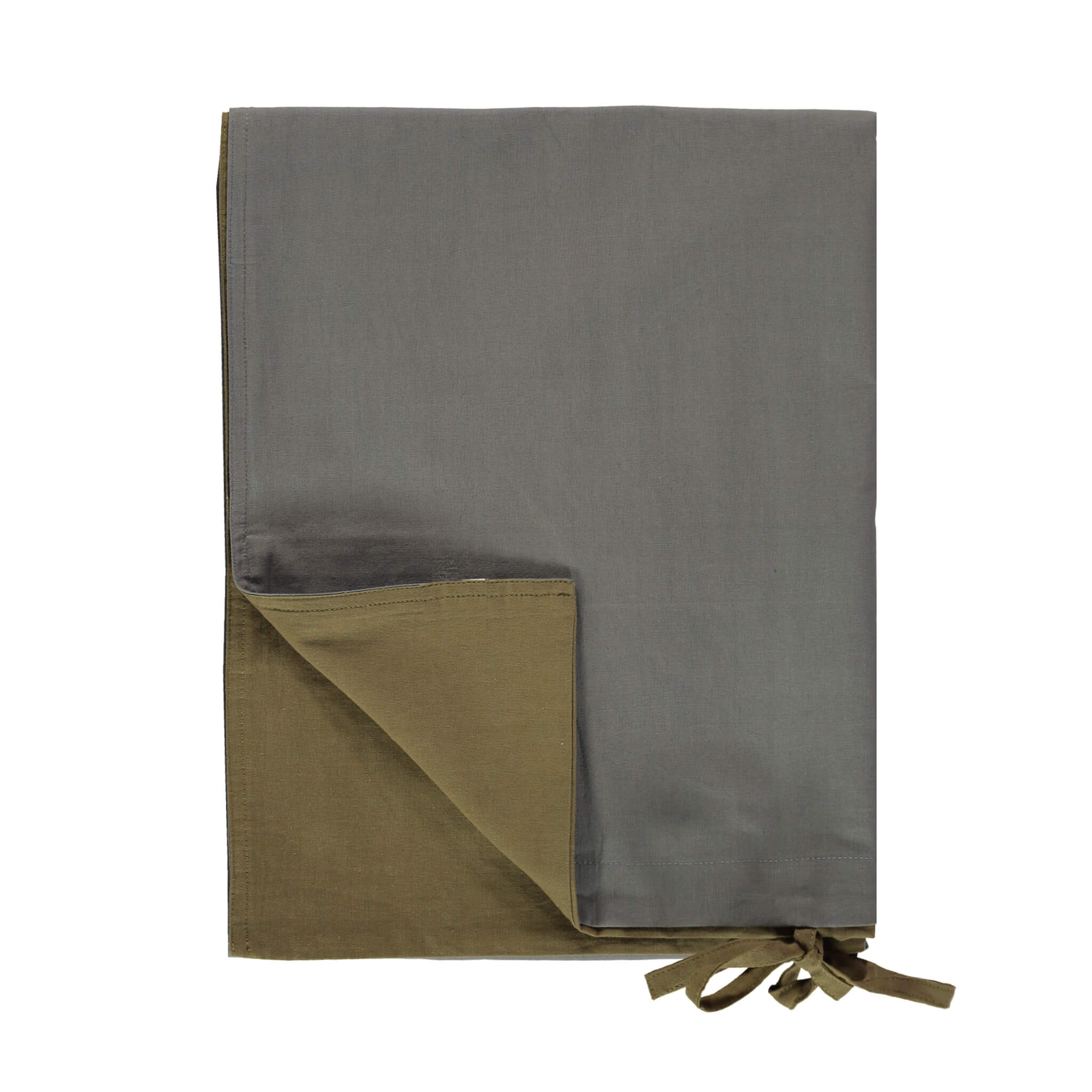 Organic Cotton Reversible Duvet Cover - Olive/Grey